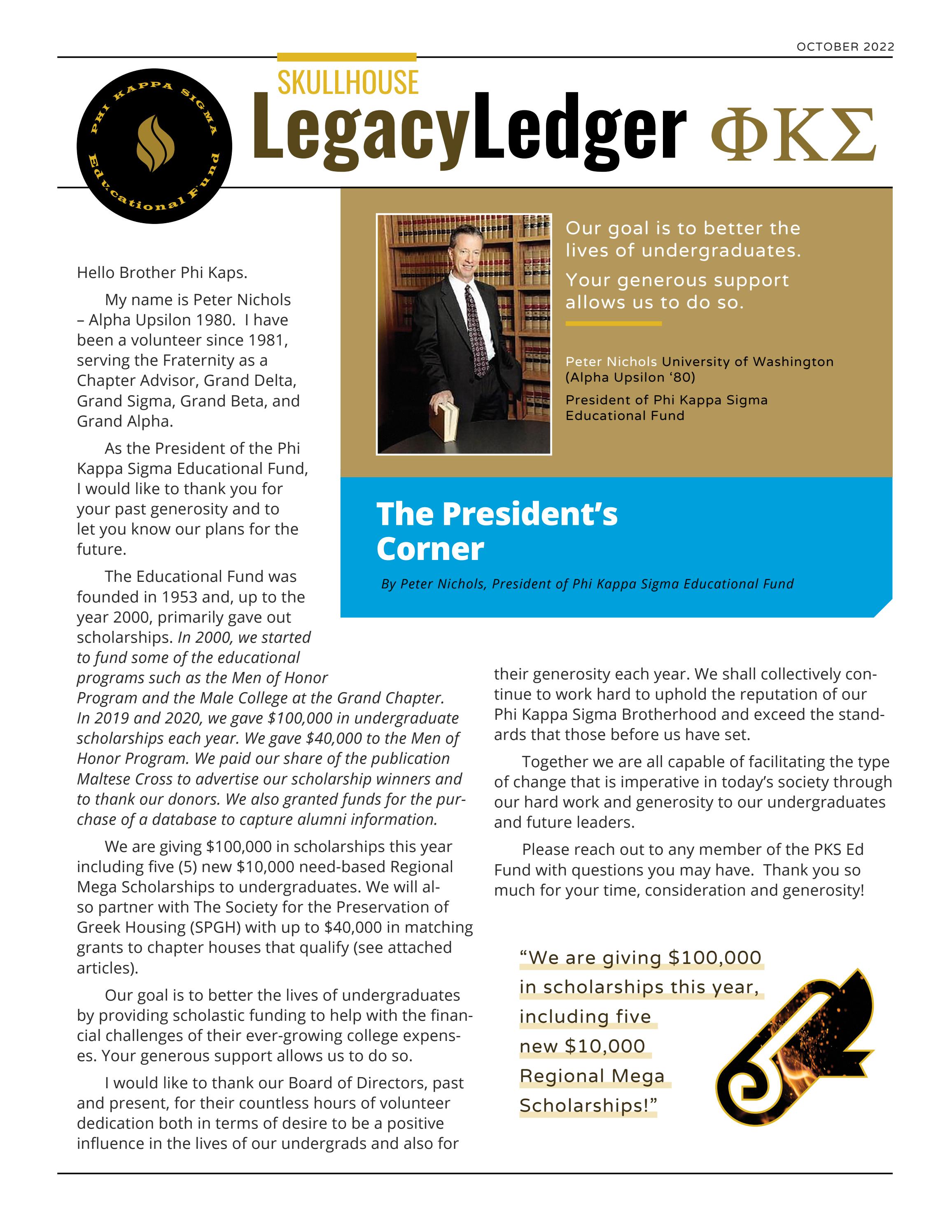 PKS ED FUND "Legacy Ledger" Newsletter Fall 2022 by Dennis Shea Issuu