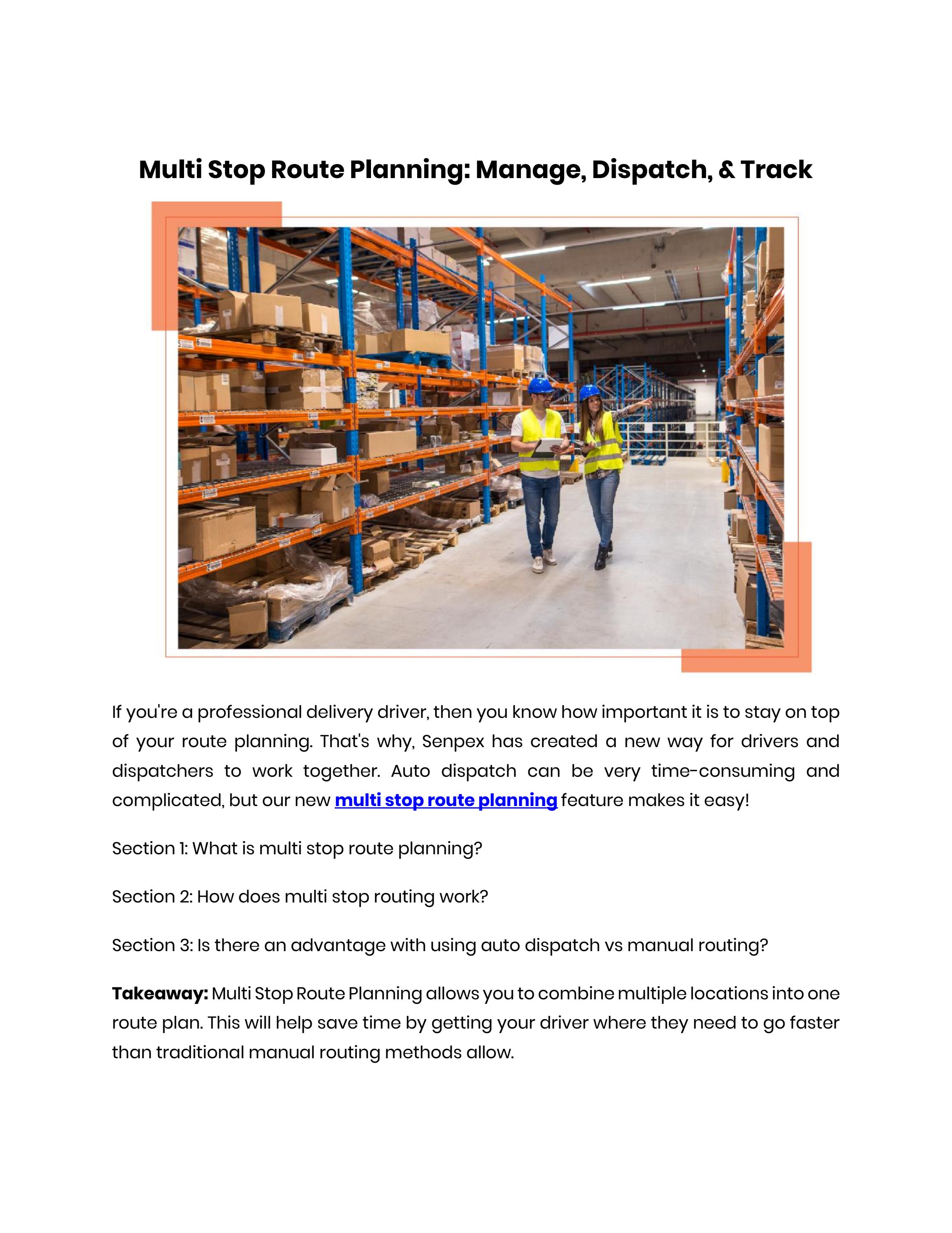 Multi Stop Route Planning Manage, Dispatch, & Track by Senpex Issuu