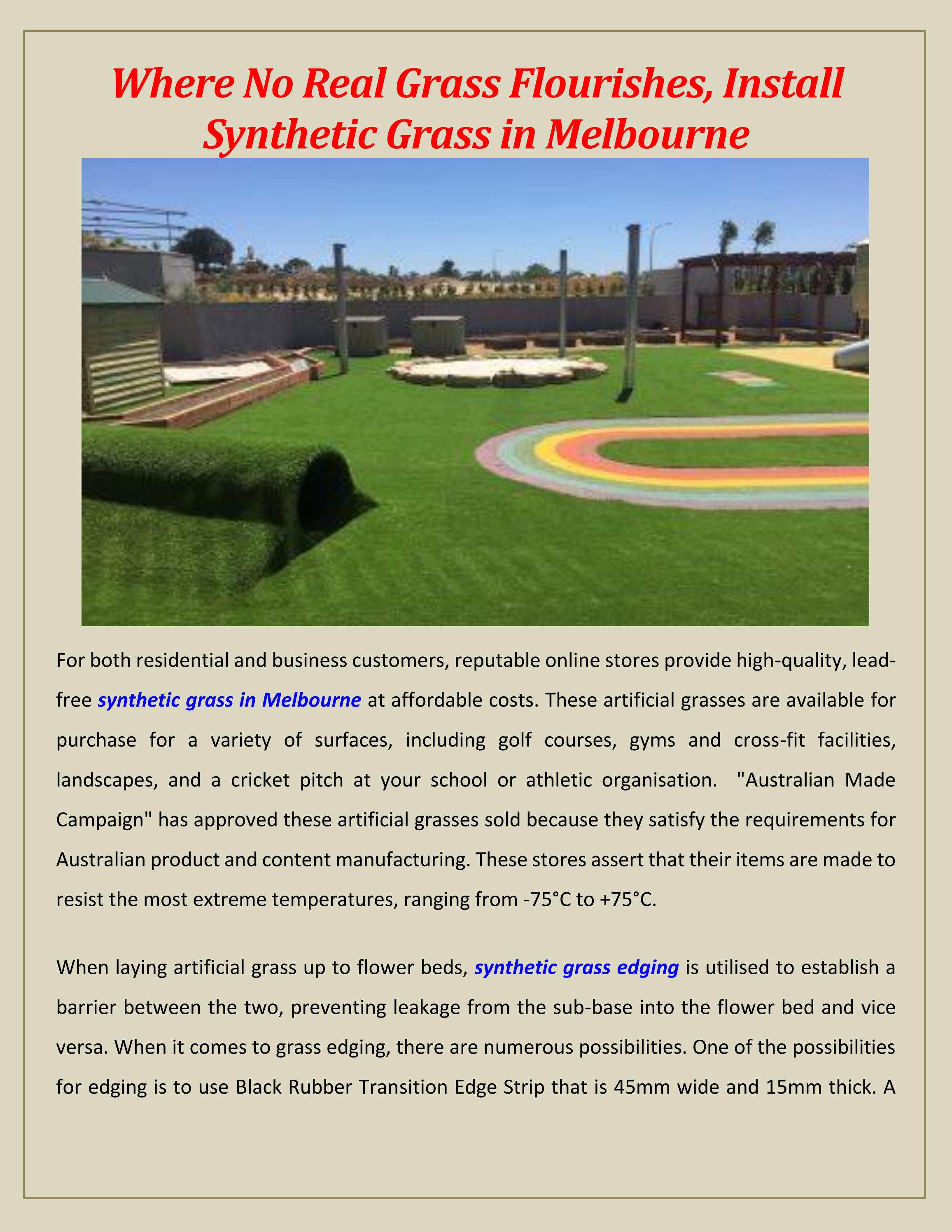 Where No Real Grass Flourishes, Install Synthetic Grass in Melbourne by