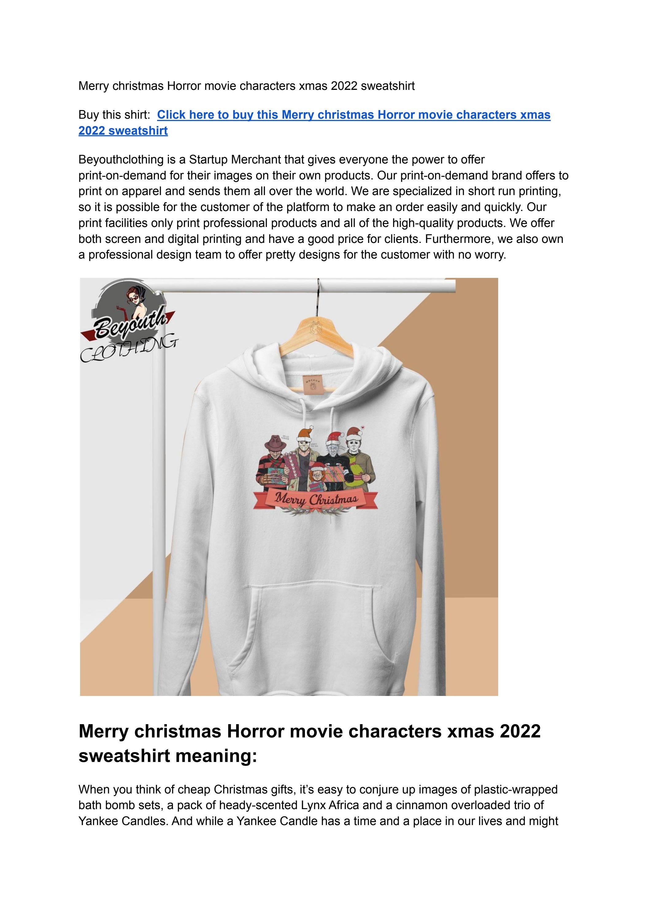 Merry Christmas Horror Movie Characters Xmas 2022 Sweatshirt By Be 