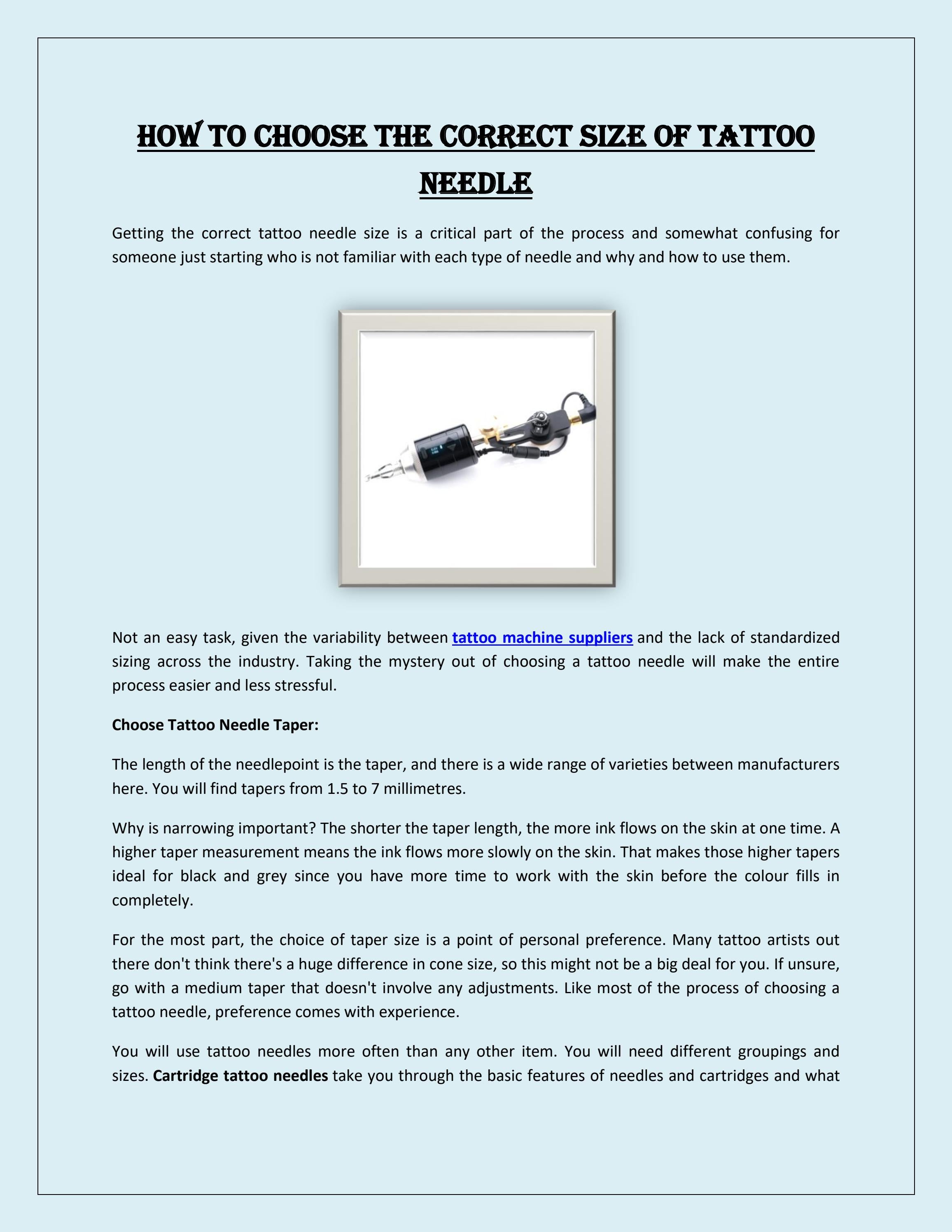 How to Choose the Correct Size of Tattoo Needle by Ink Claw Issuu