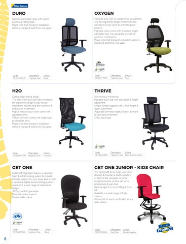 OfficeNationalAfrica Ergonomic Products 家具目录 | 版 1 | Support 办公 第 8 页