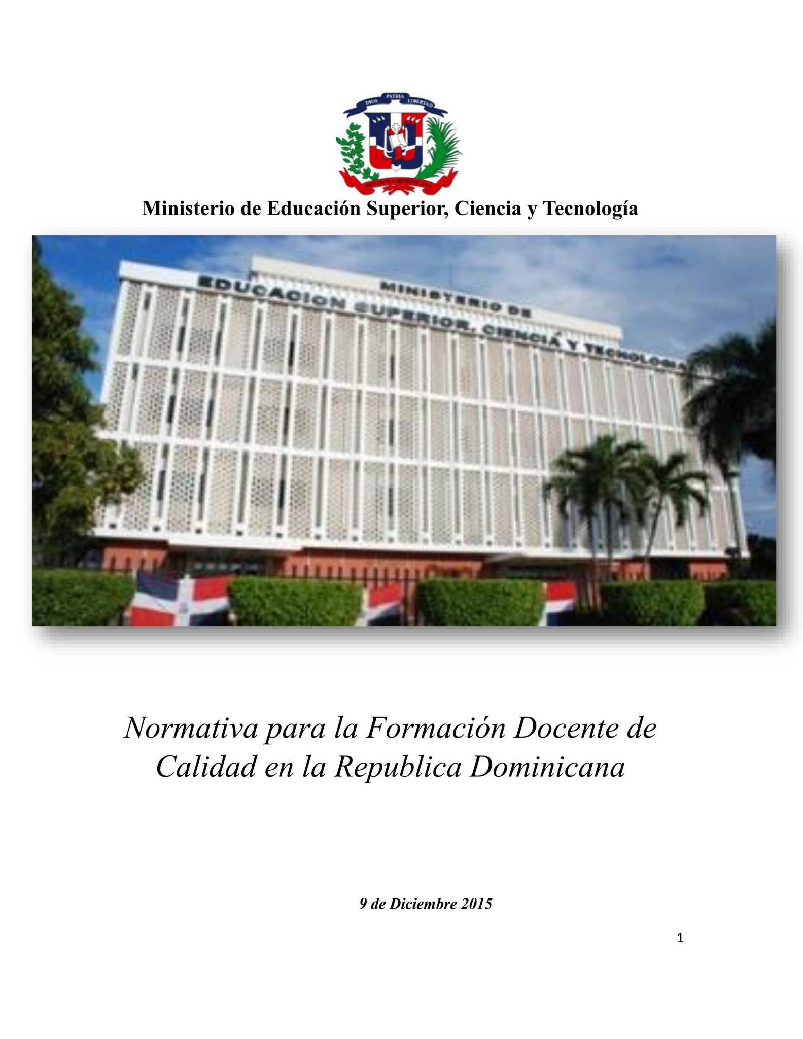 Normativa para la formación docente de calidad en RD Dic-9-2015 by ...