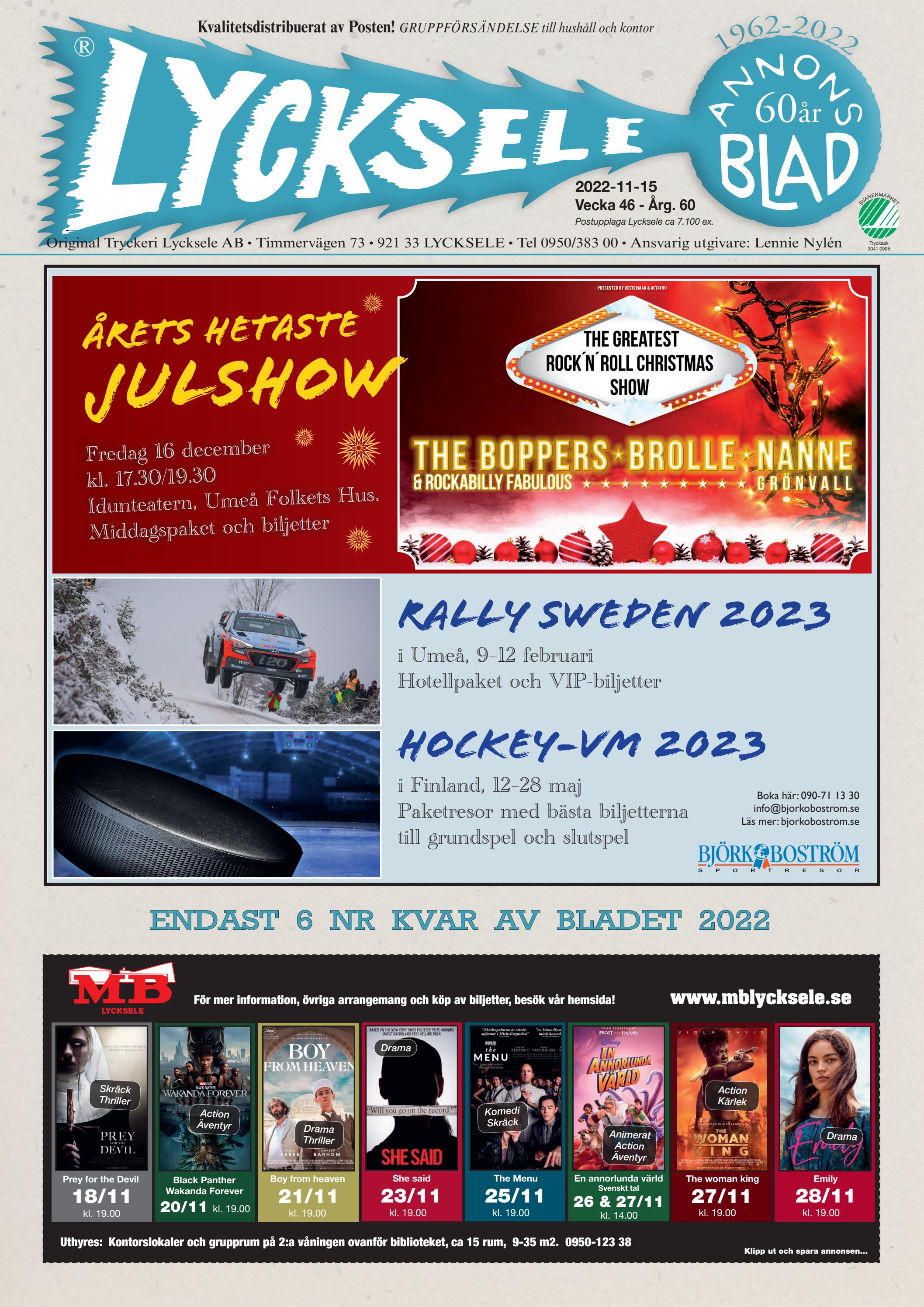 Lycksele Annonsblad vecka 46 2022 by lycksele Issuu
