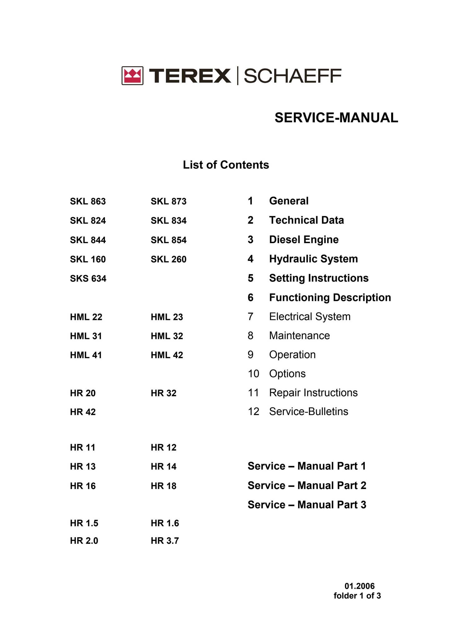 Terex Schaeff HR 20 HR20 Mini Excavator Service Repair Terex Schaeff HR 20 HR20 Mini Excavator Service Repair