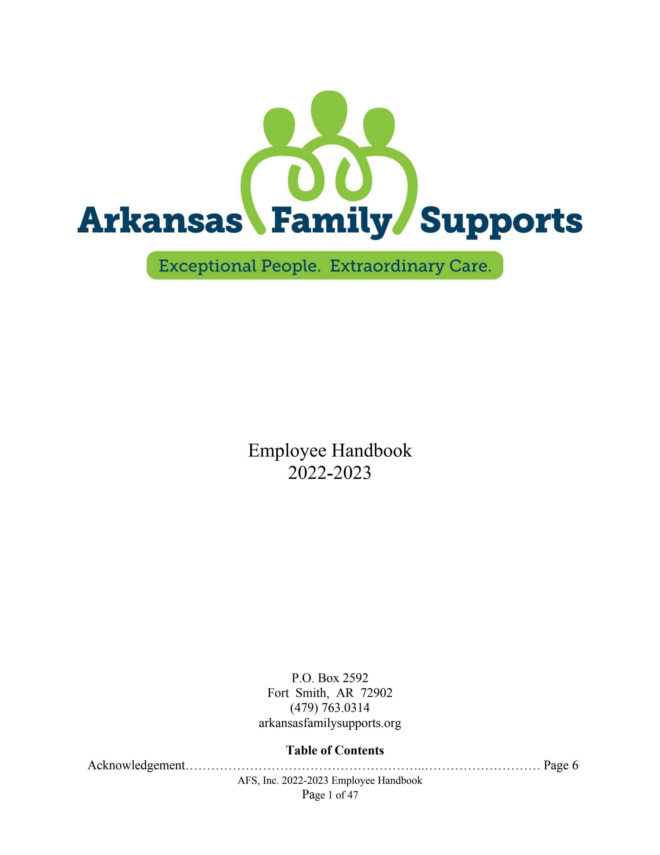AFS Employee Handbook 20222023 by arkfamsupports Issuu