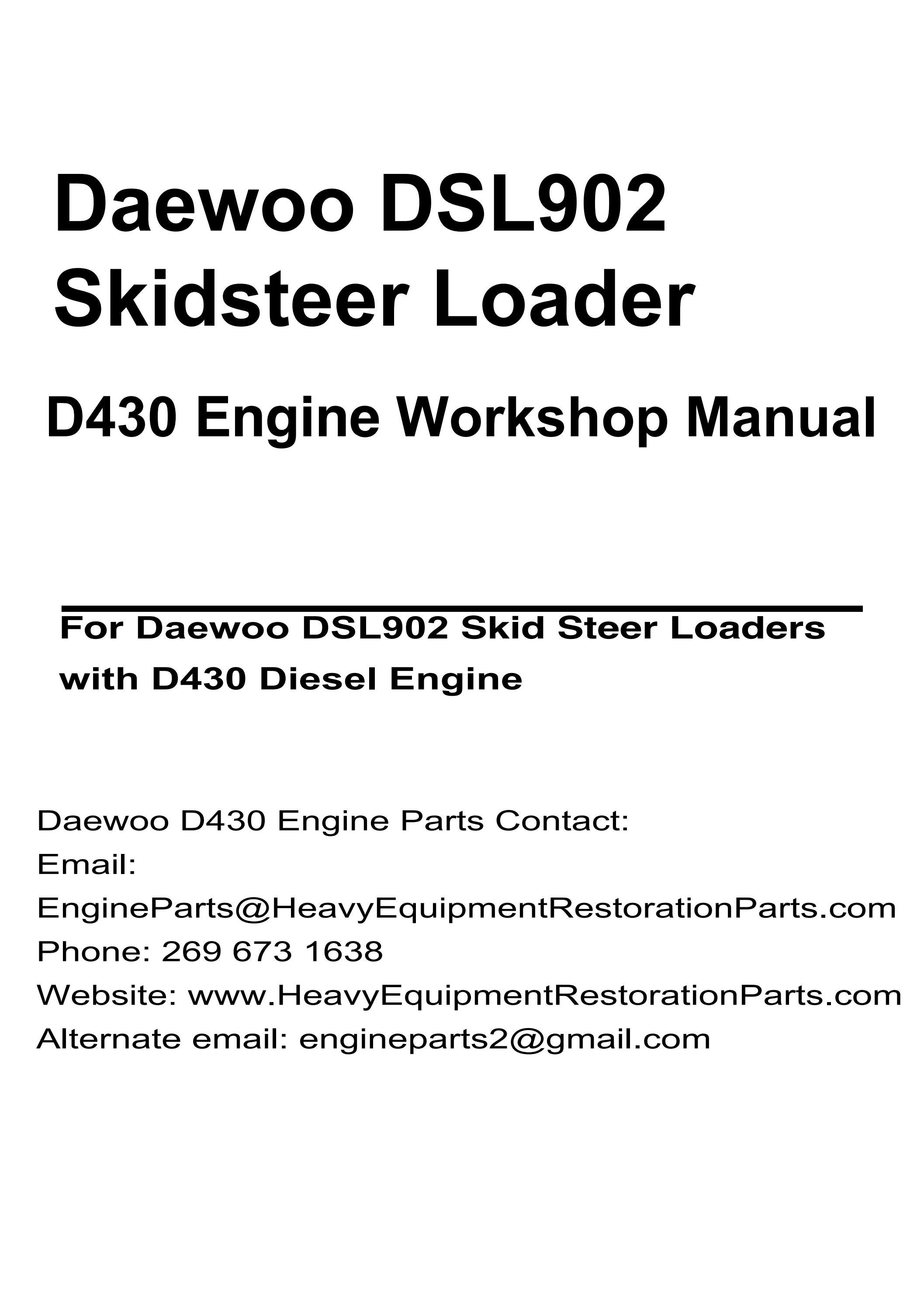 Daewoo DSL902 Skidsteer Loader D430 Engine Manual by