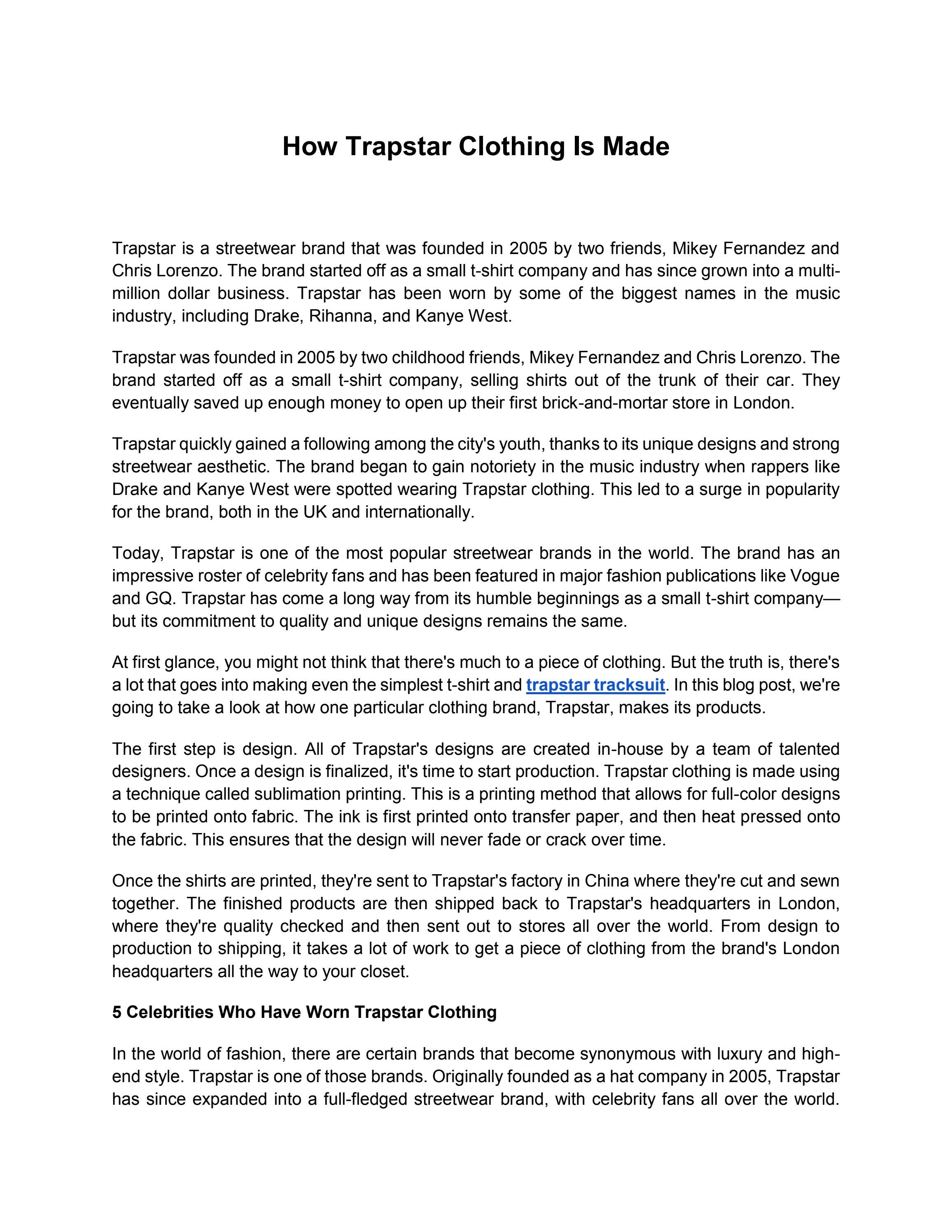 How Trapstar Clothing Is Made by annejson Issuu