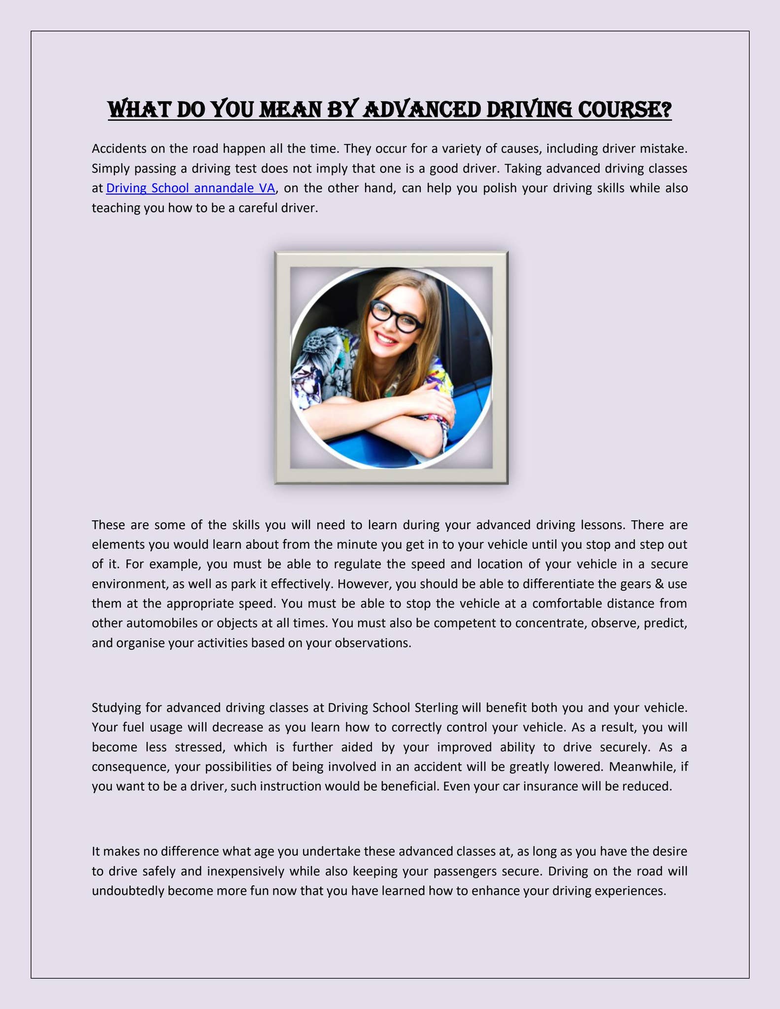 What Do You Mean By Advanced Driving Course? by drivingschoolvausa - Issuu