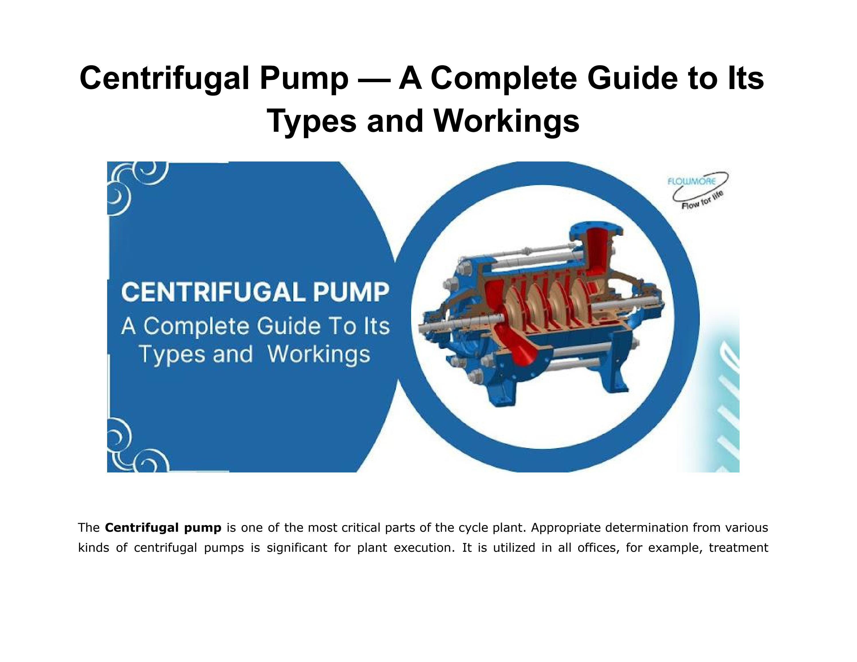 Centrifugal Pump — A Complete Guide to Its Types and Workings by