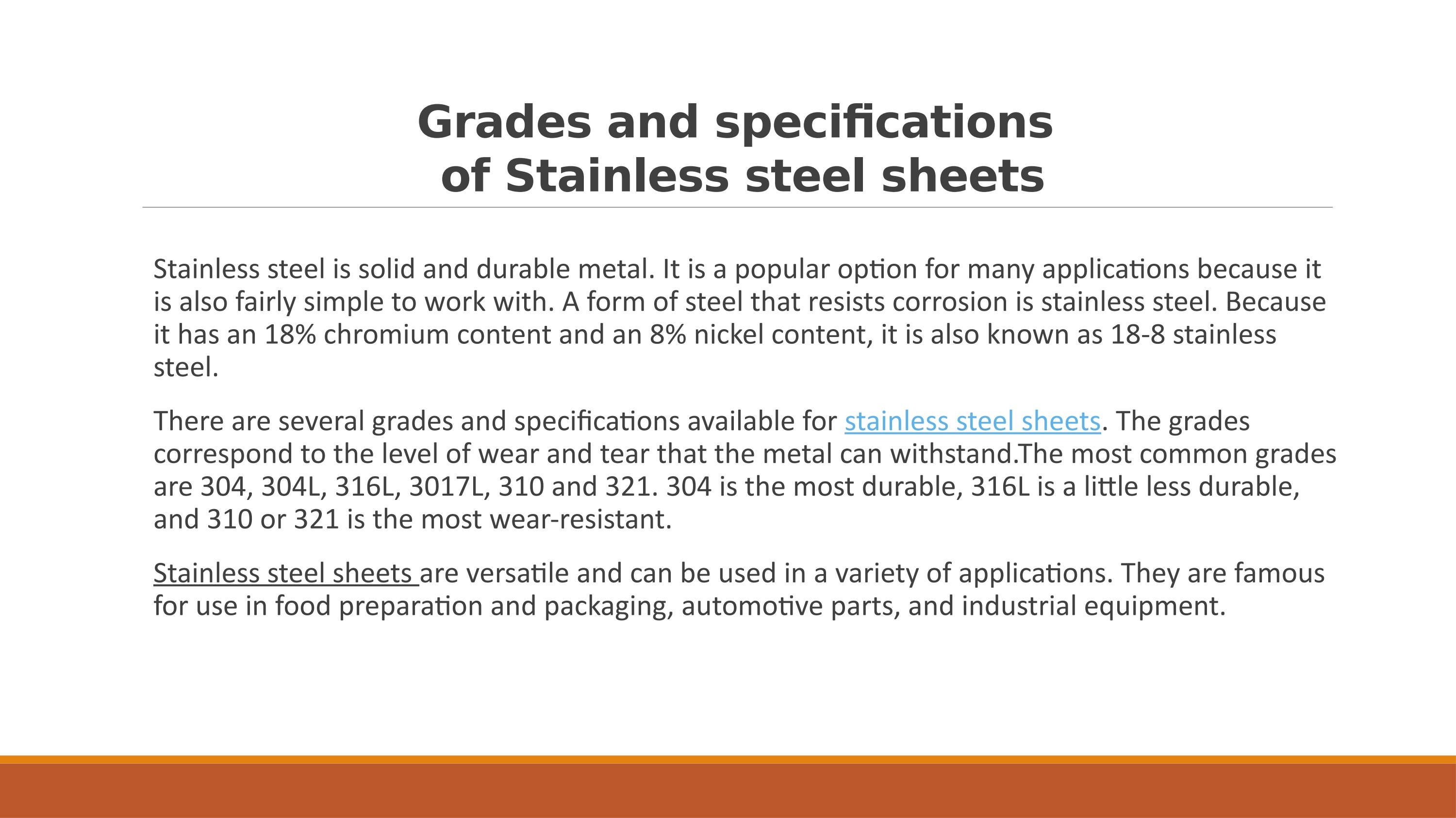 Grades and specifications of Stainless steel sheets by SV Stainless Issuu