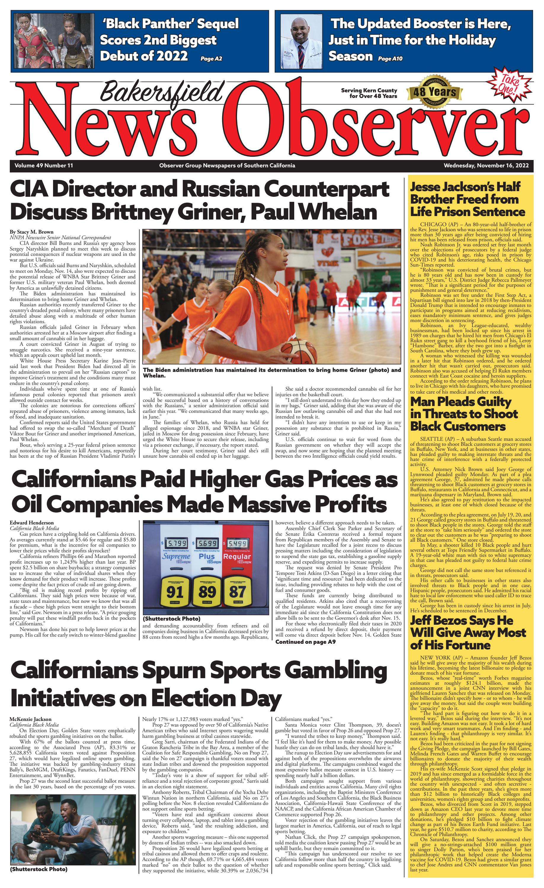 Bakersfield News Observer 11.16.22 by Observer Group Newspapers of