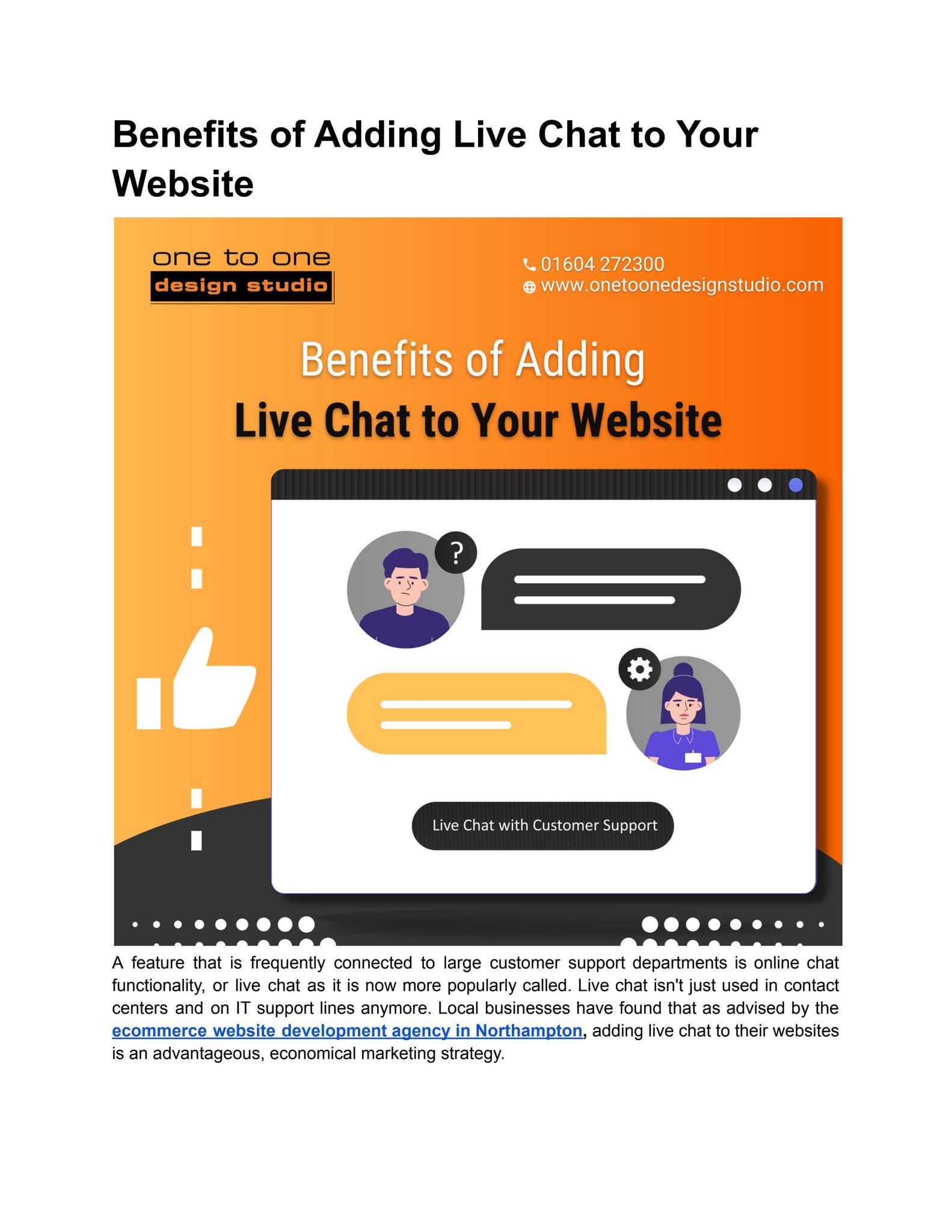 Benefits of Adding Live Chat to Your Website by onetoone design - Issuu
