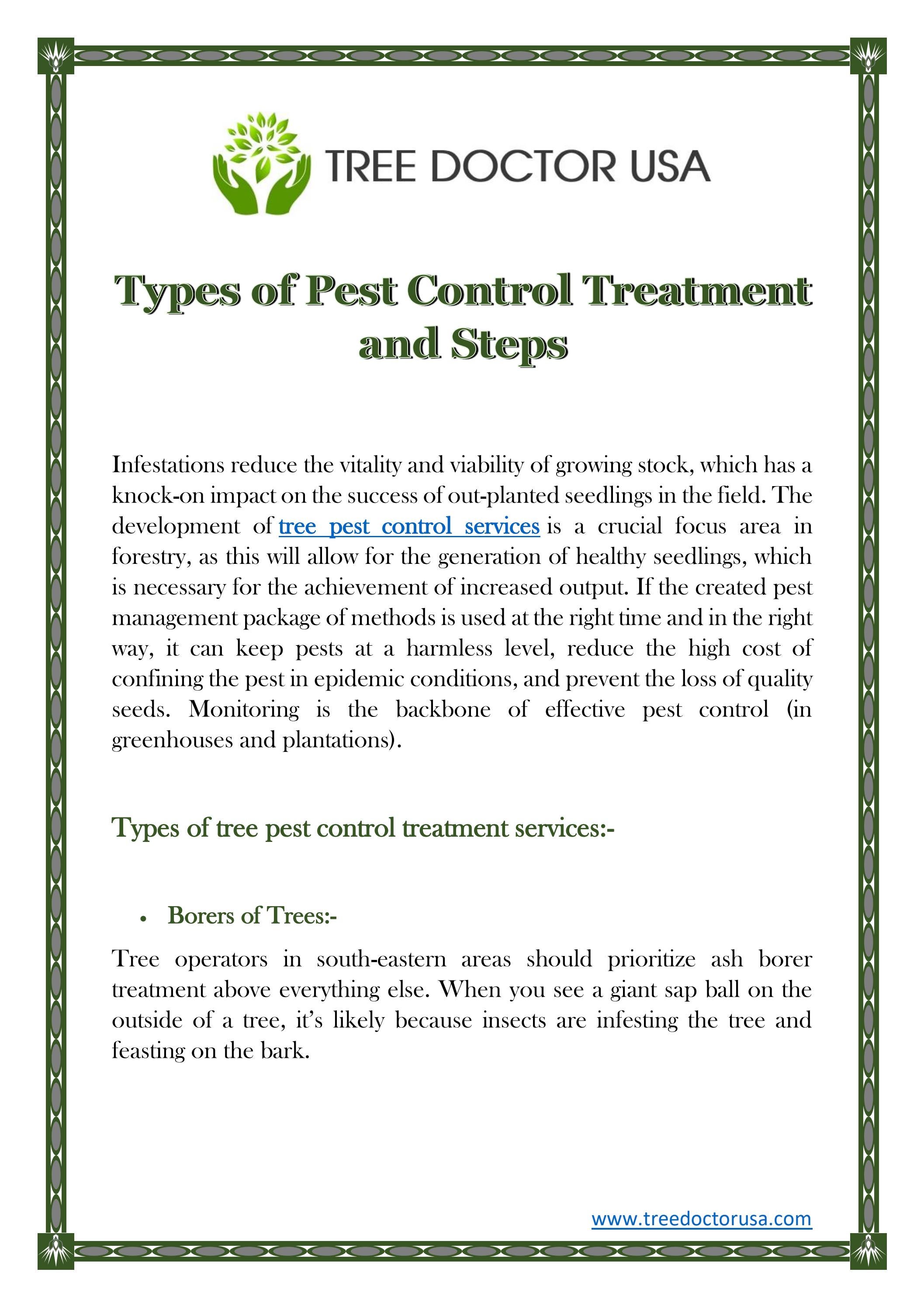 Types of Pest Control Treatment And Steps by planthealthcareservicesusa