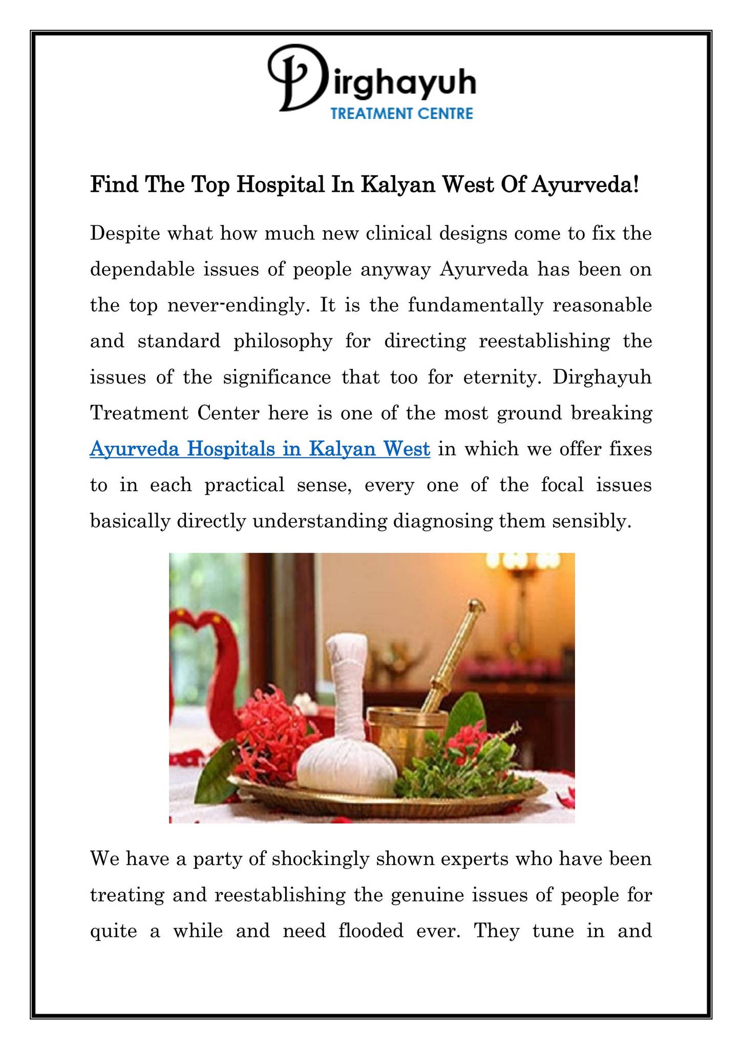 Ayurveda Hospitals in Kalyan West | Call 9870270450 | Dirghayuh ...