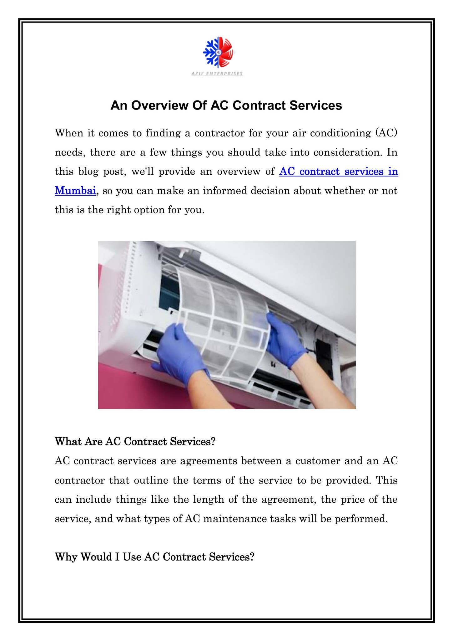 An Overview Of AC Contract Services by Aziz Enterprise - Issuu