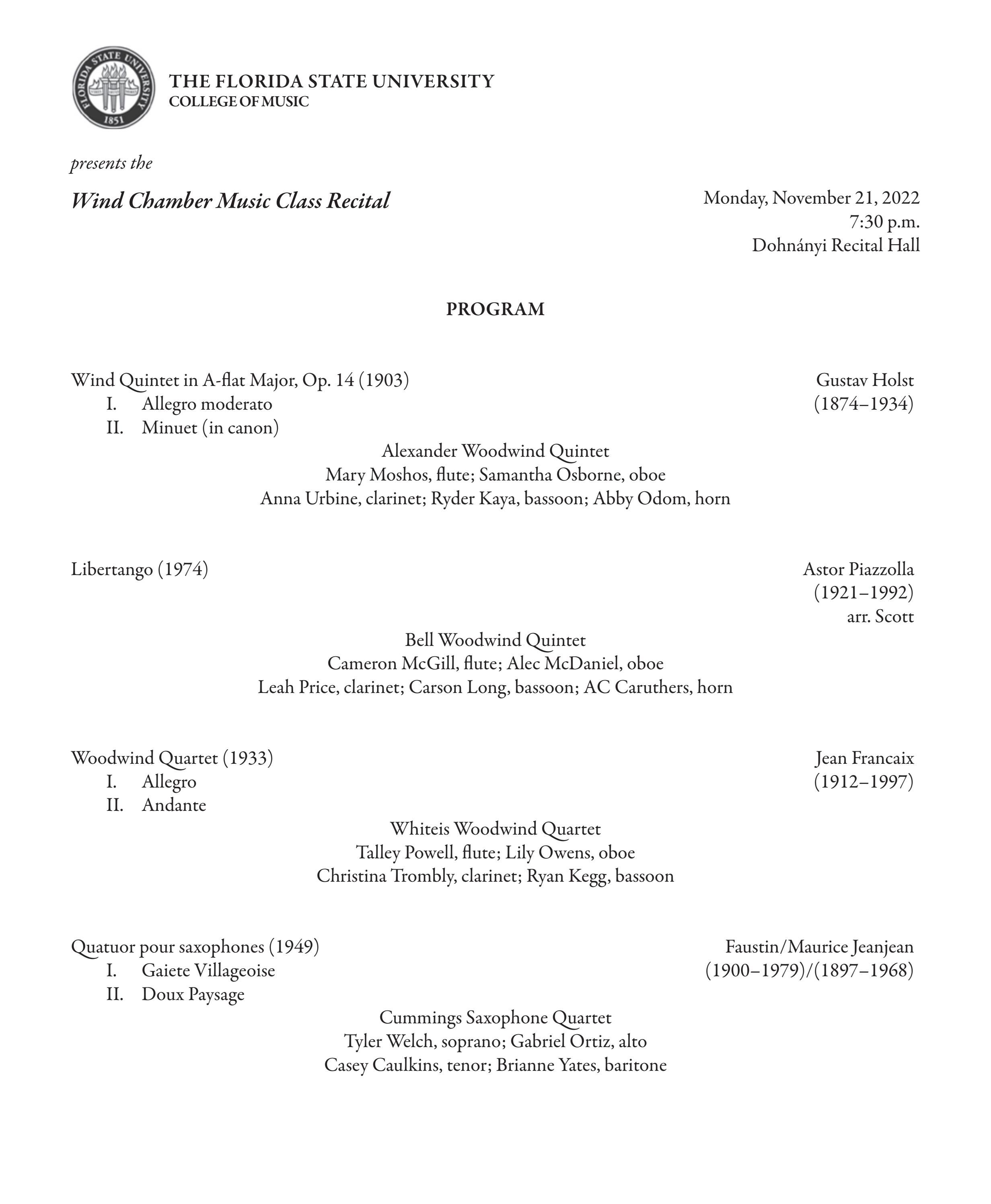 20221121_Wind Chamber Music Class by Florida State University College