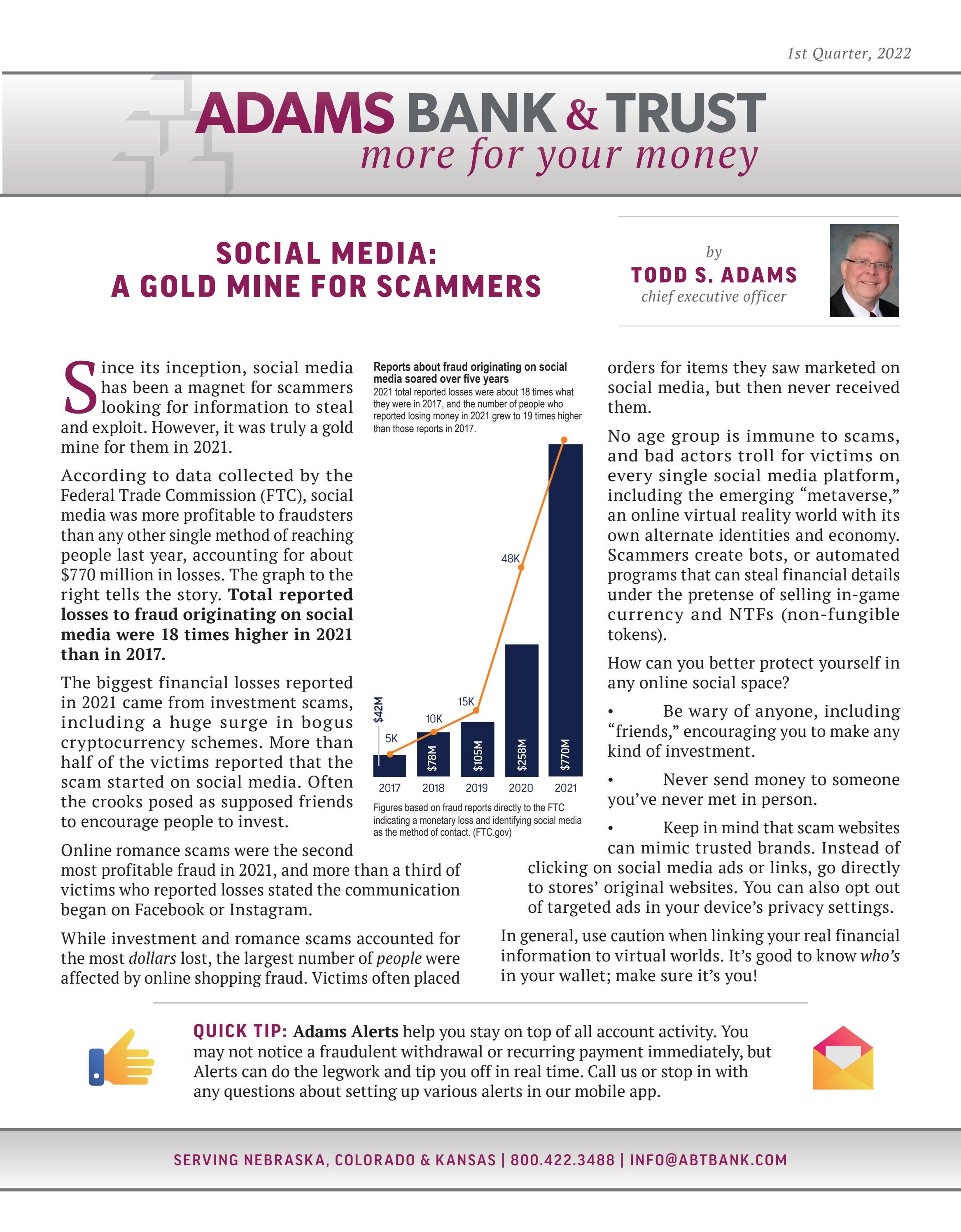 More For Your Money Adams Bank & Trust Newsletter 1st Quarter 2022