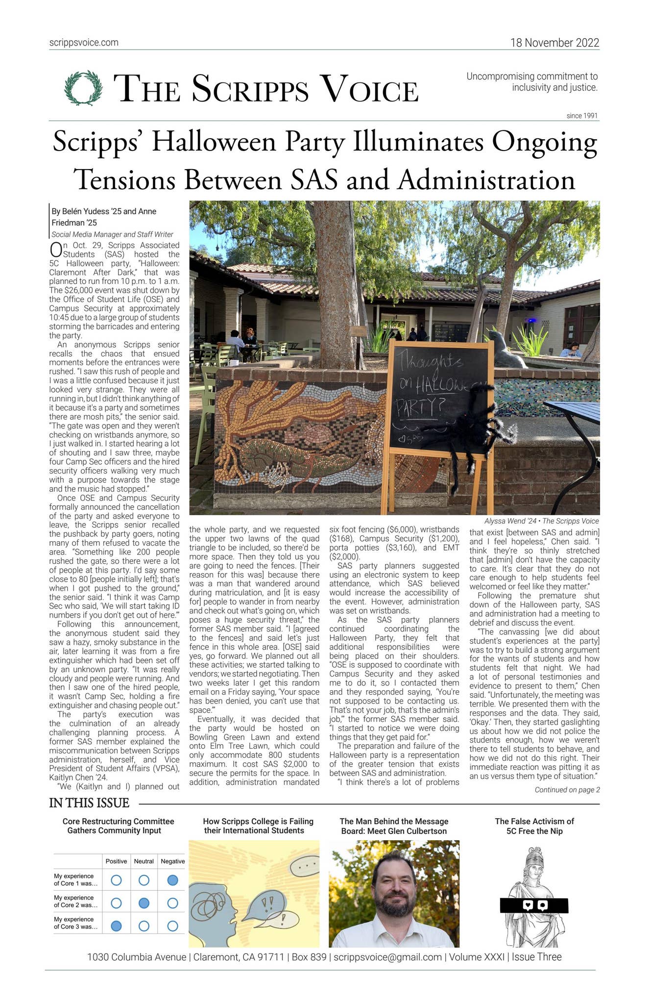 Volume XXXI Issue 5 November 18 2022 by The Scripps Voice - Issuu