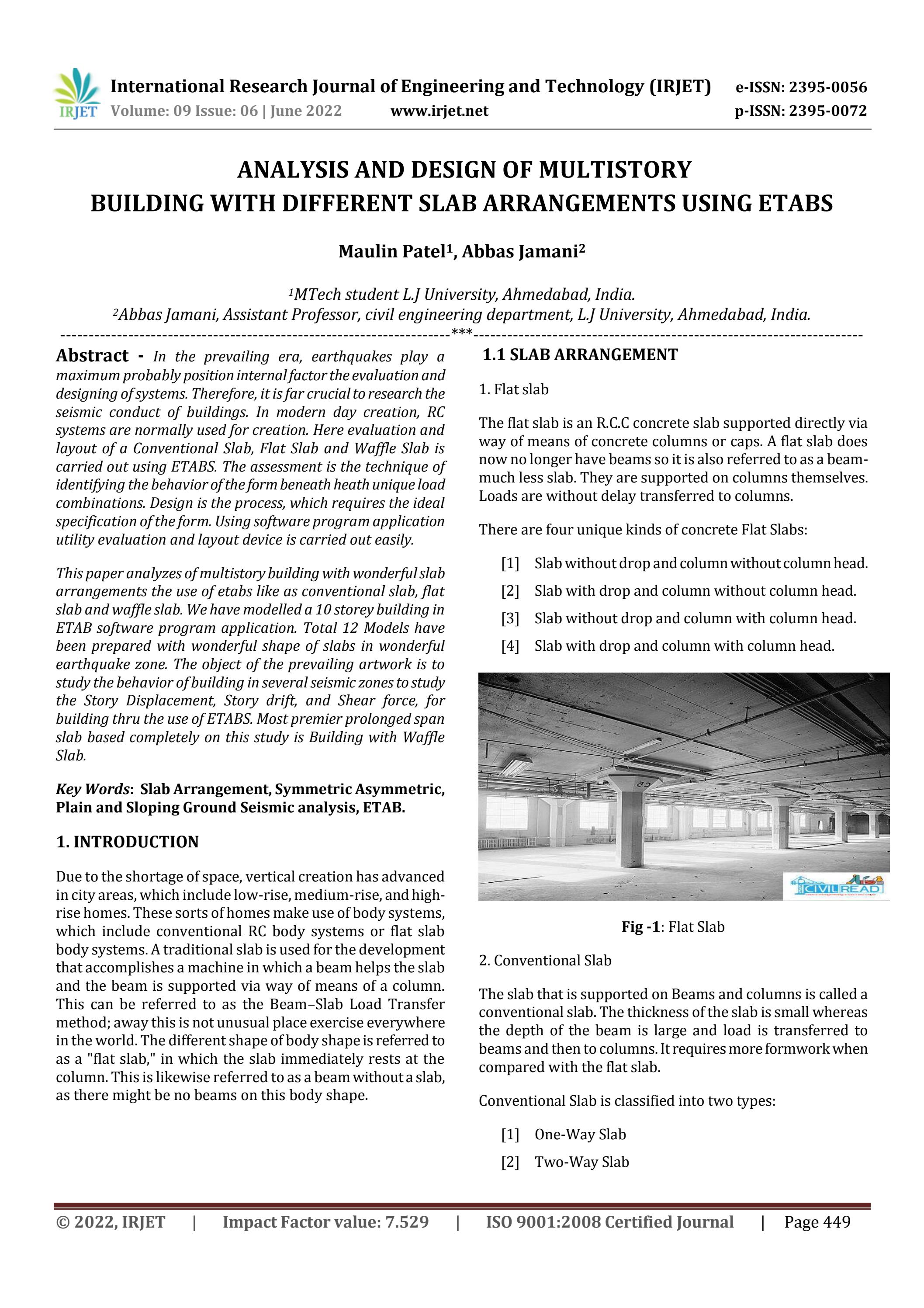 ANALYSIS AND DESIGN OF MULTISTORY BUILDING WITH DIFFERENT SLAB