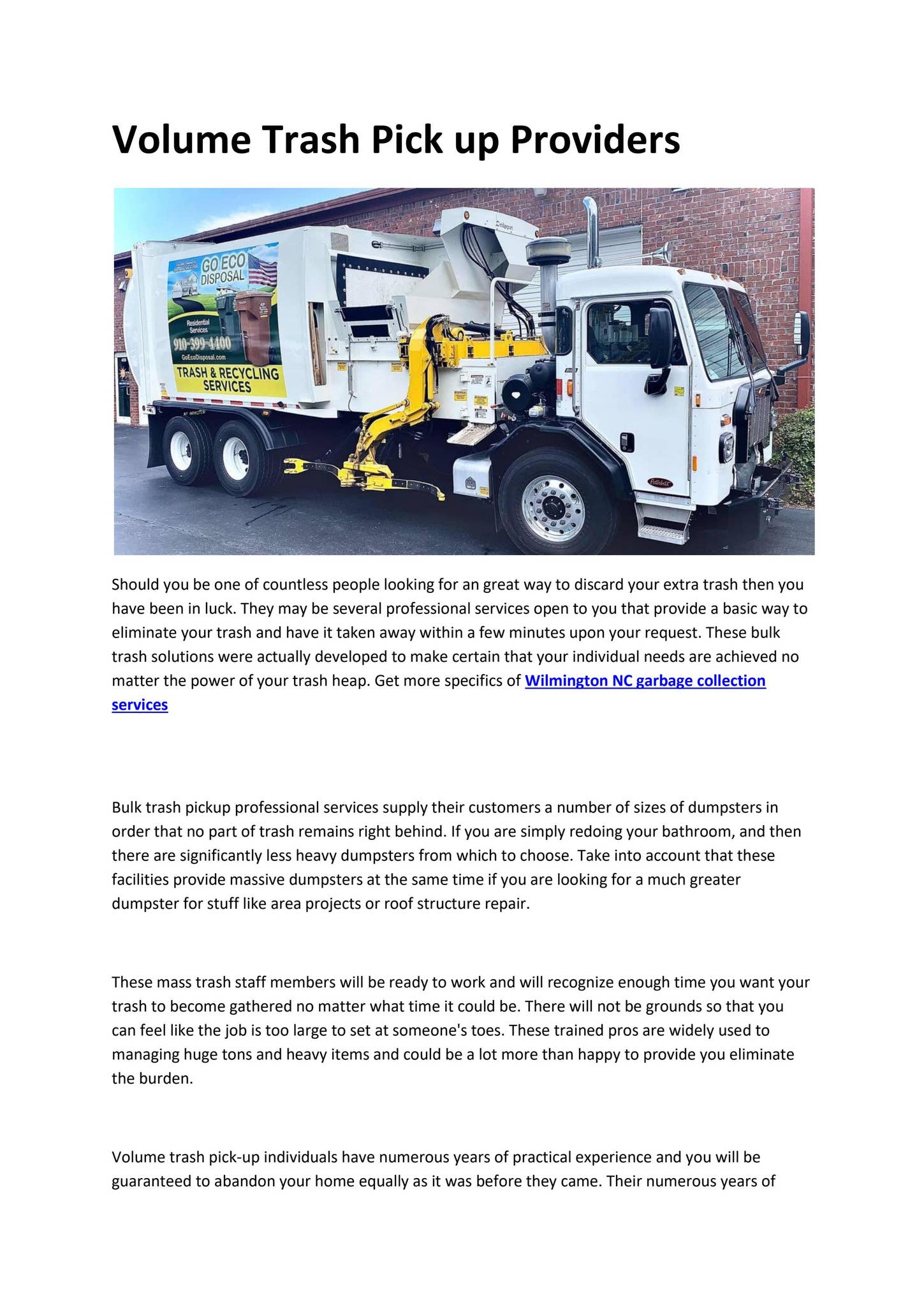 Cool Review About Wilmington Trash Pickup
