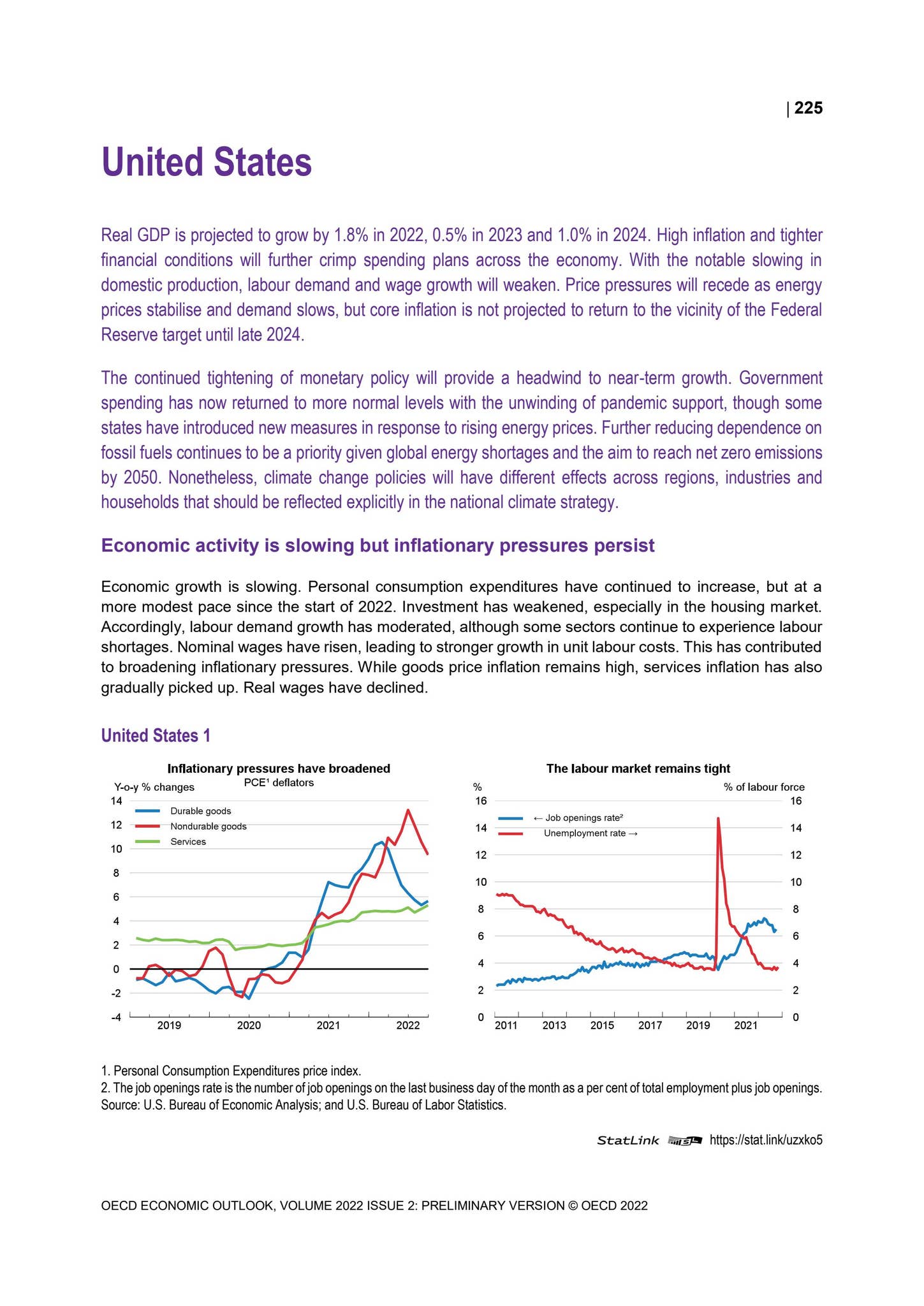 United States projection note OECD Economic Outlook November 2022 by ...