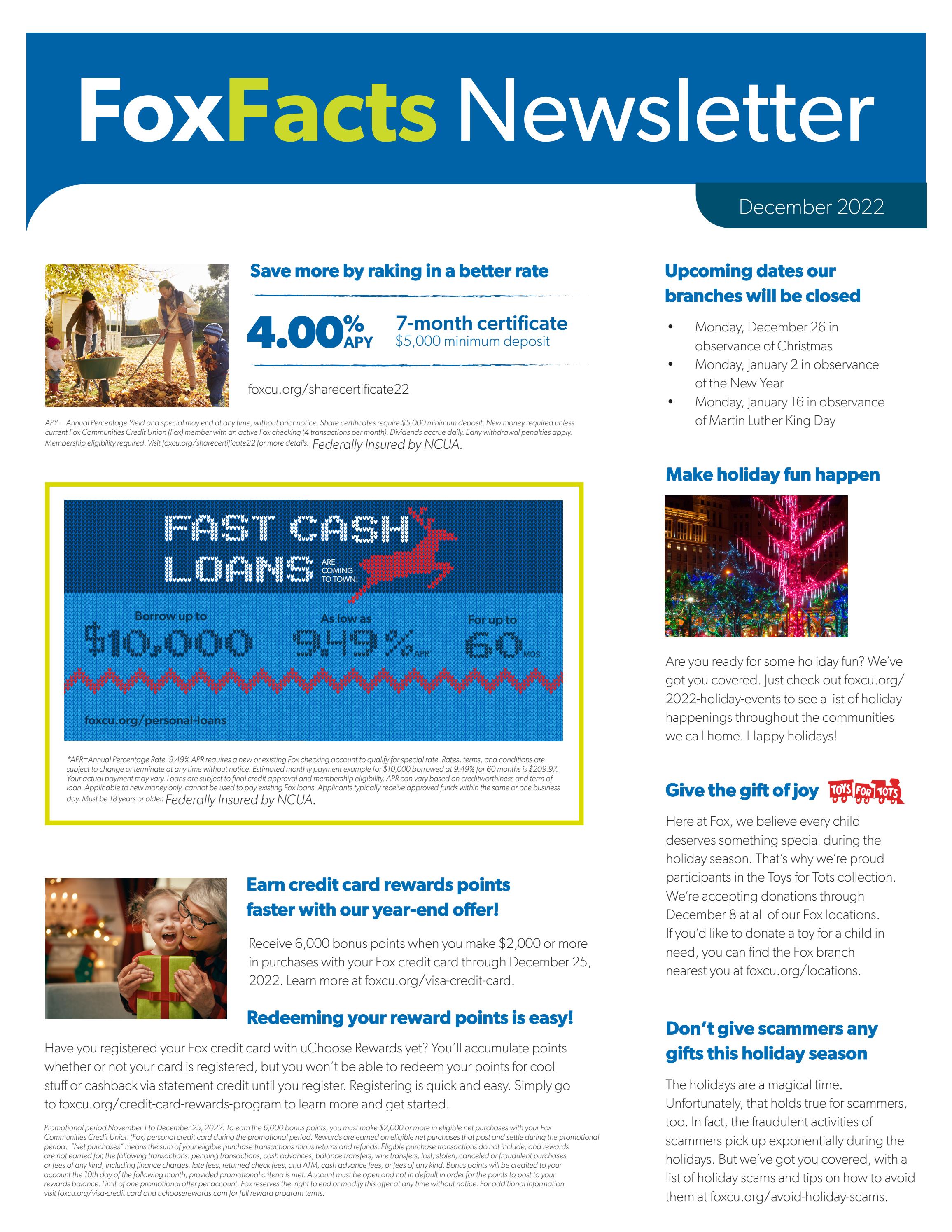 Fox Facts Newsletter - December 2022 by Fox Communities Credit Union ...