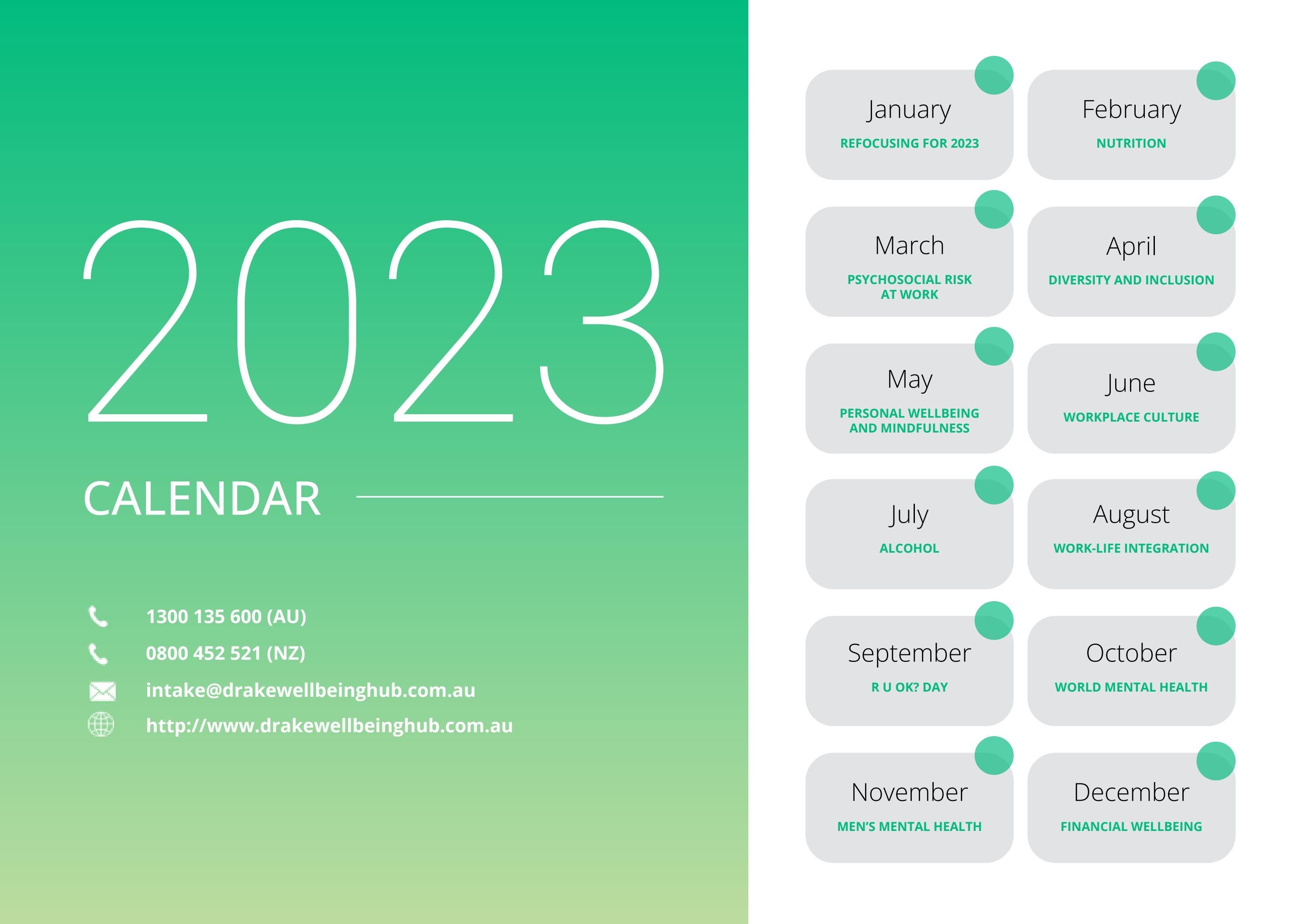 2023 Wellbeing Schedule by DrakeANZ - Issuu