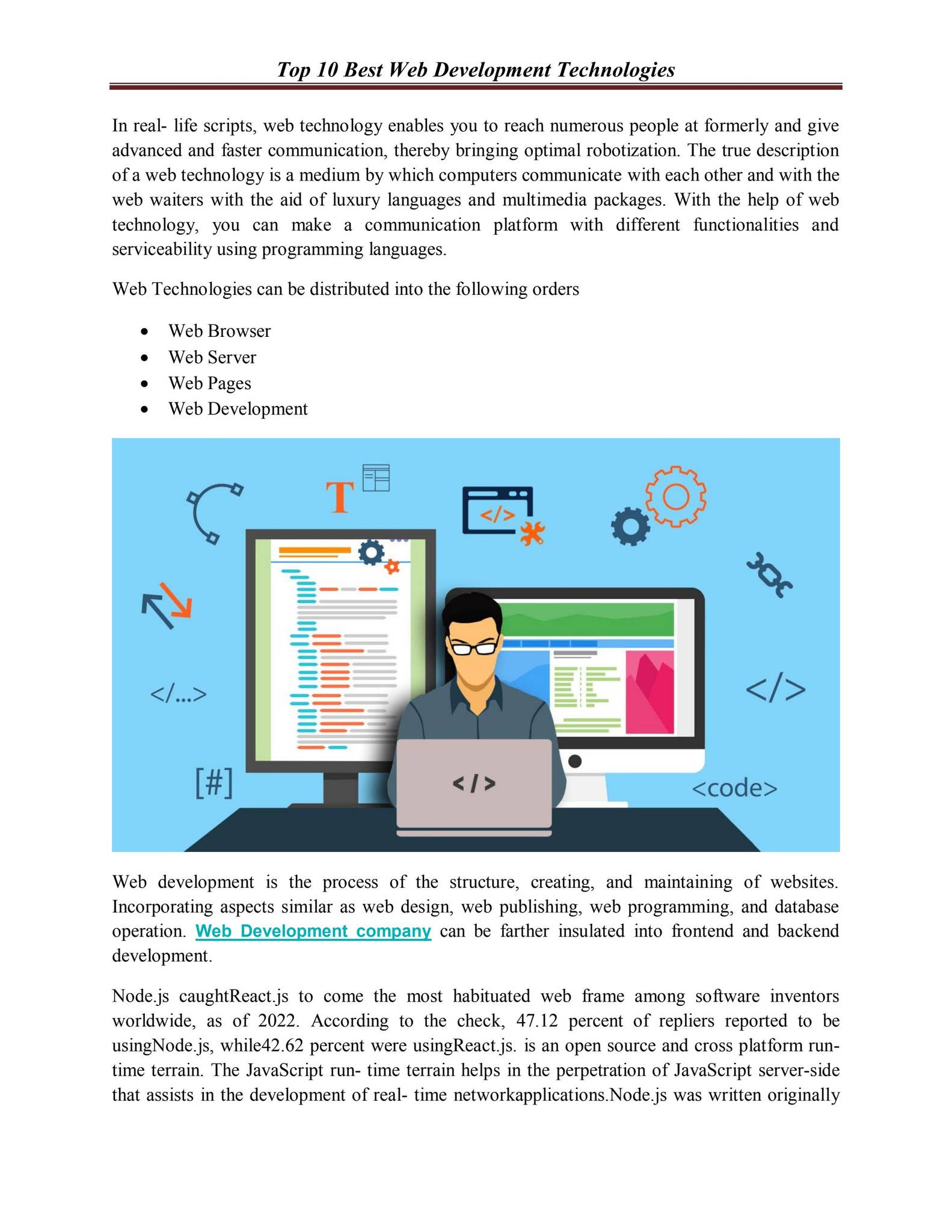 Top 10 Best Web Development Technologies by website designing in ...