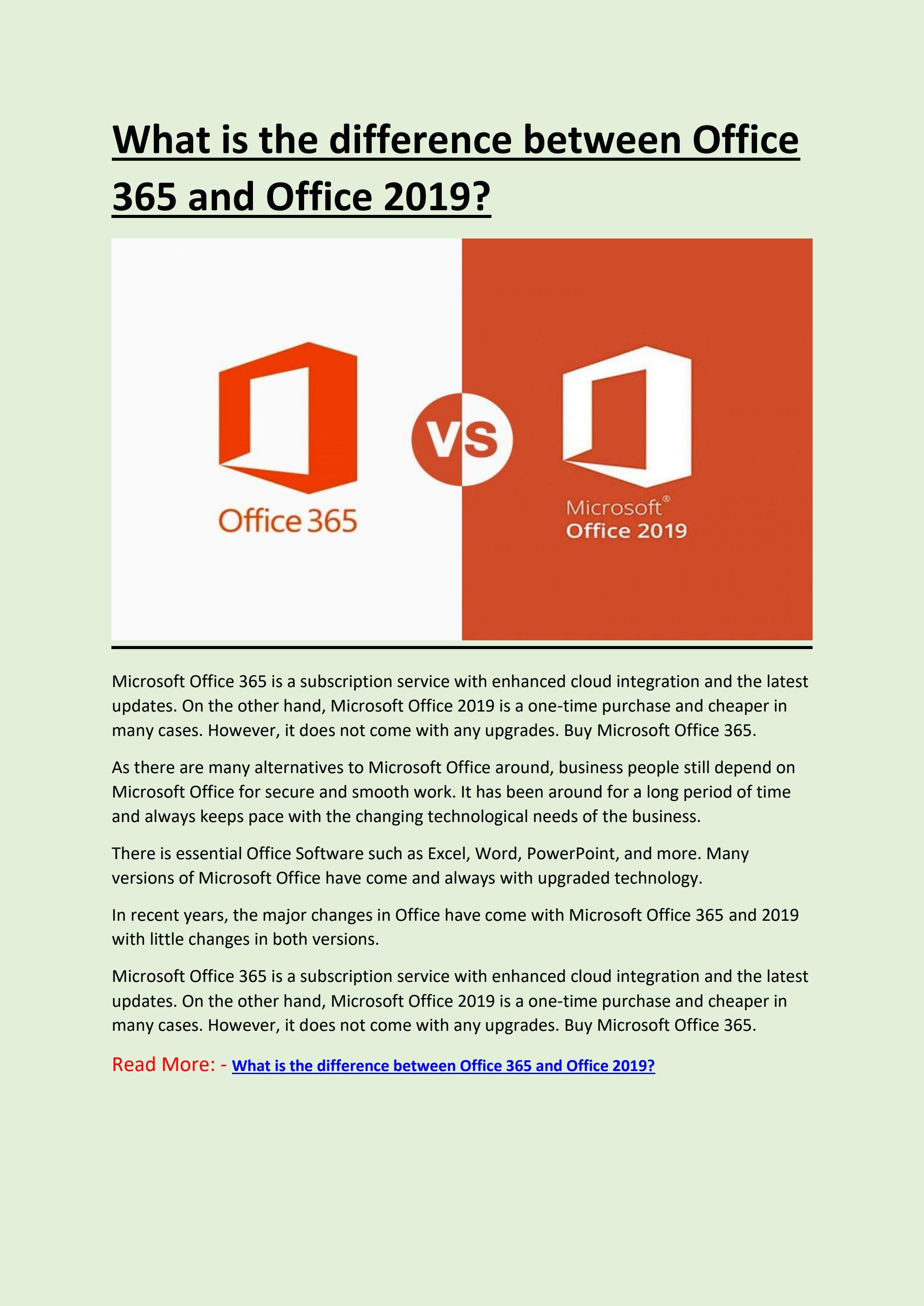What is the difference between Office 365 and Office 2019 by Digital ... image.