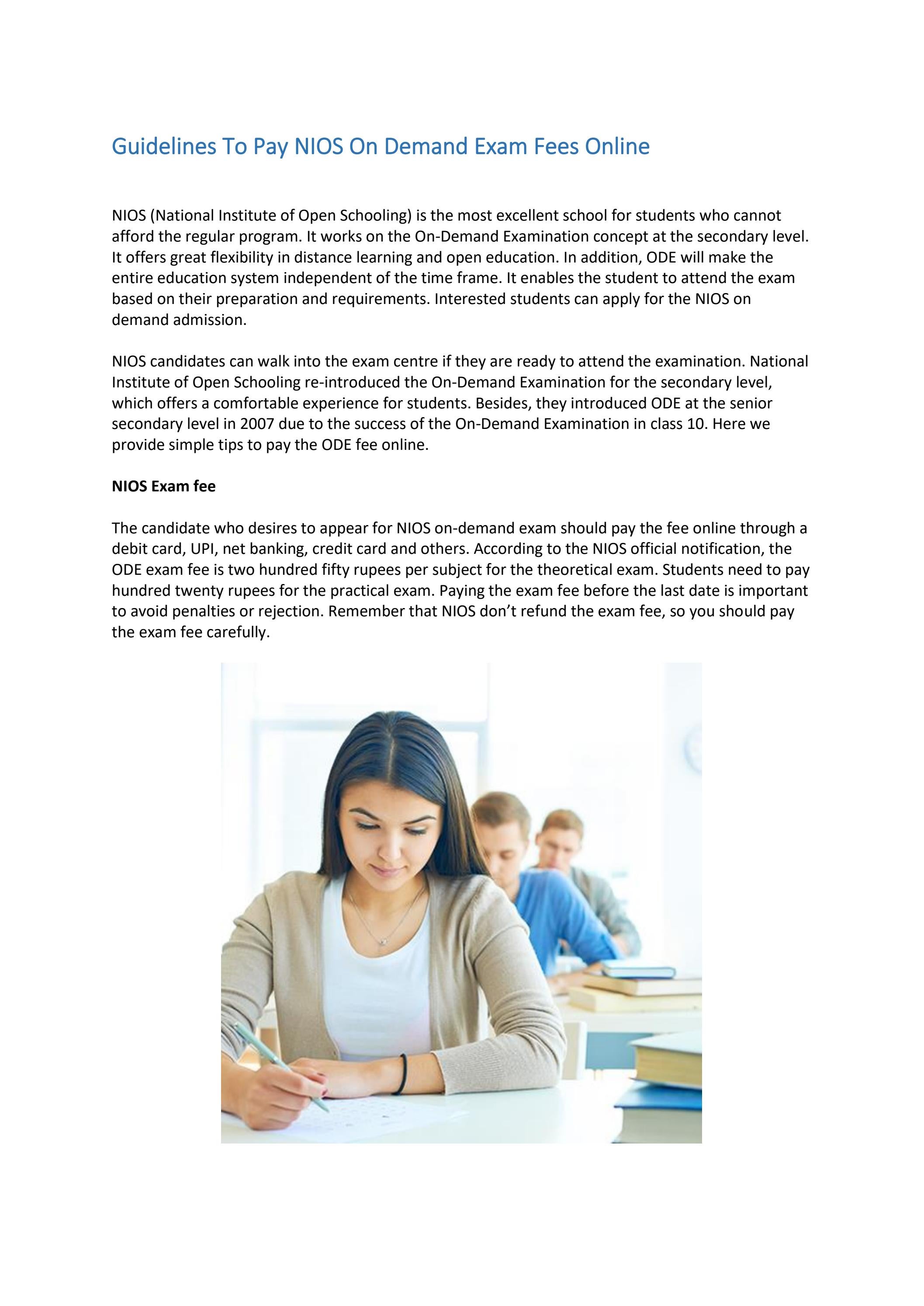 Guidelines to pay nios on demand exam fees online by unnatieducations01 