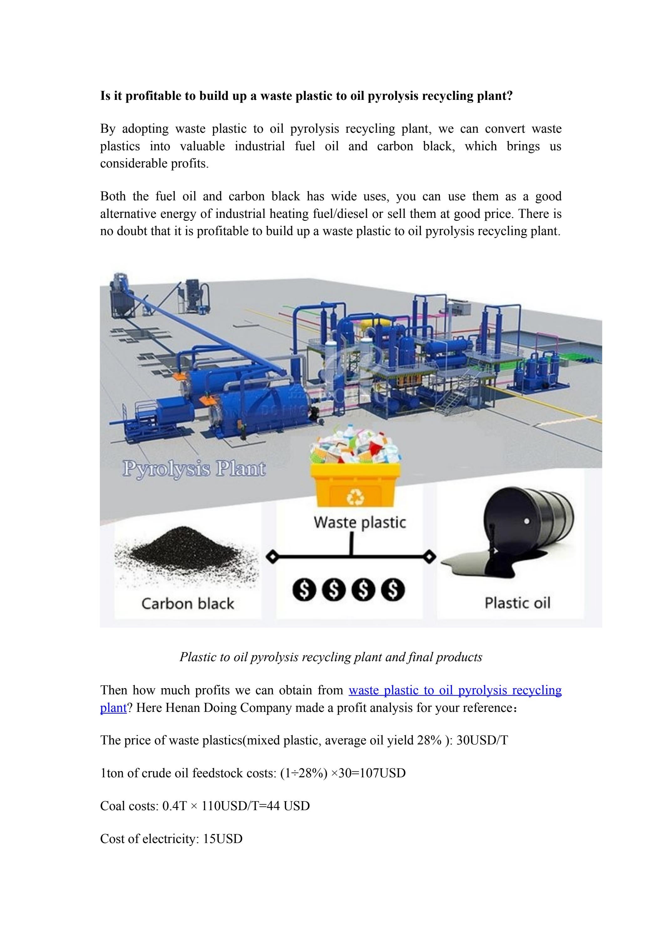Plastic Recycling Plant Cost