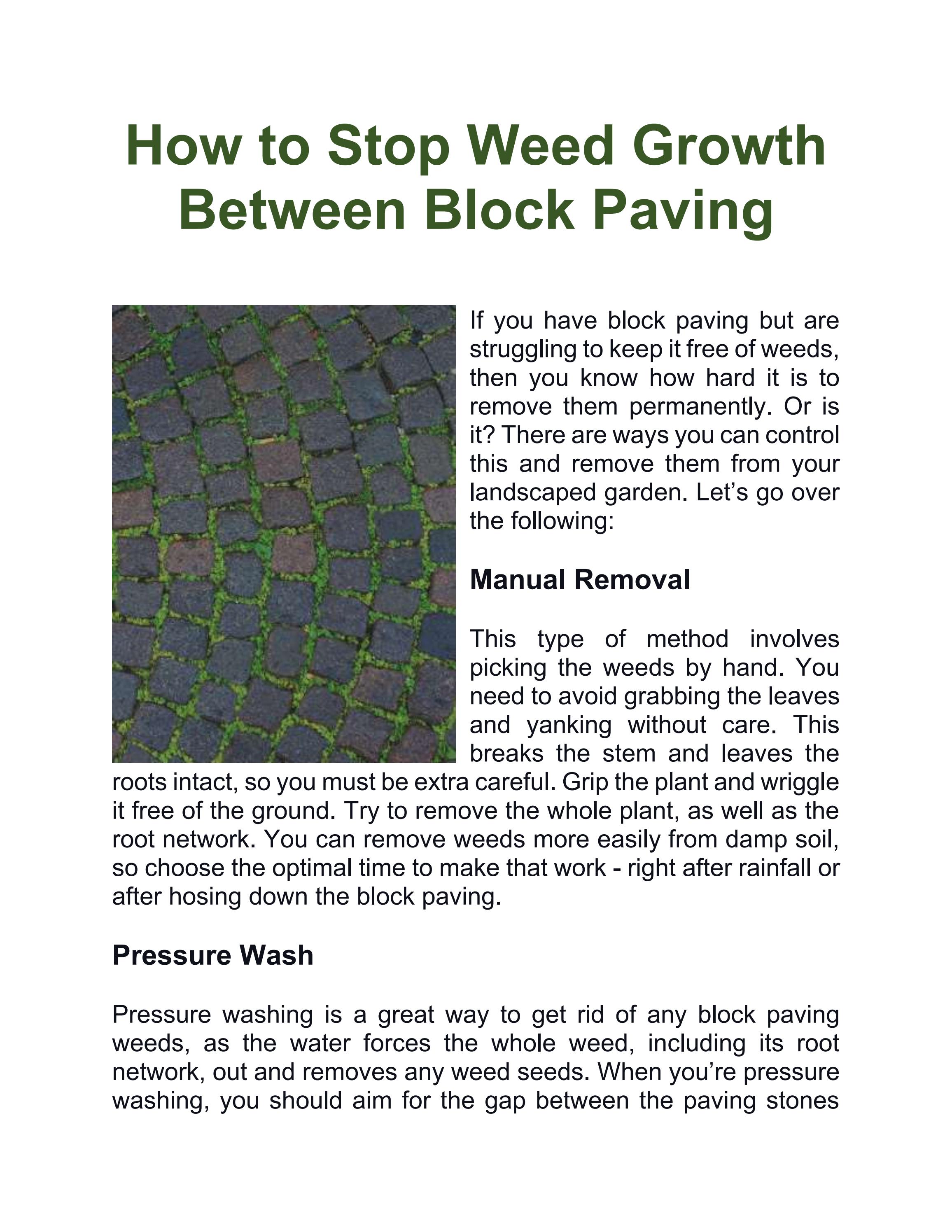 How to Stop Weed Growth Between Block Paving by Local Gardeners Issuu