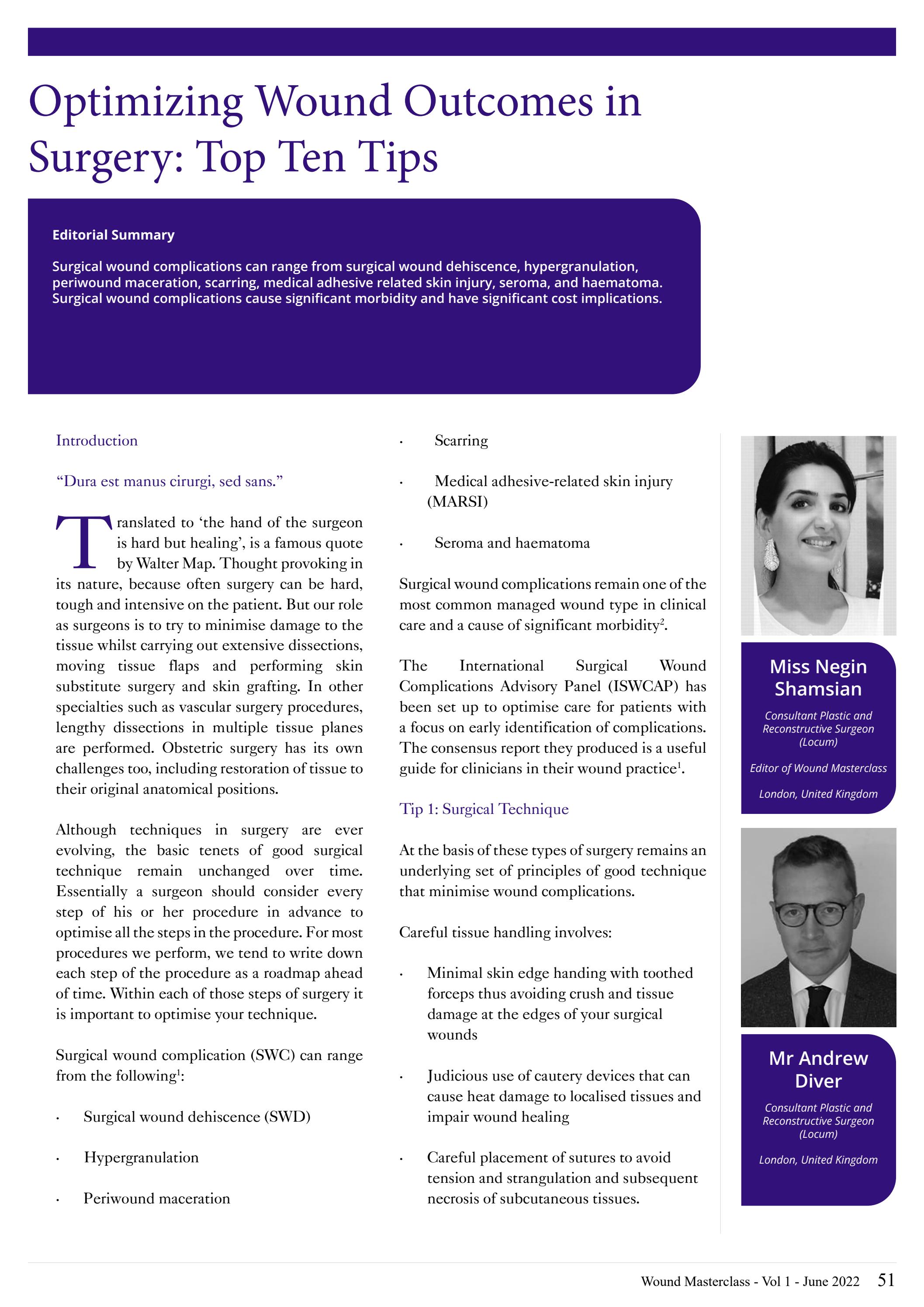 Optimizing Wound Outcomes In Surgery Top Ten Tips By Woundmasterclass Optimizing Wound Outcomes In Surgery Top Ten Tips By Woundmasterclass