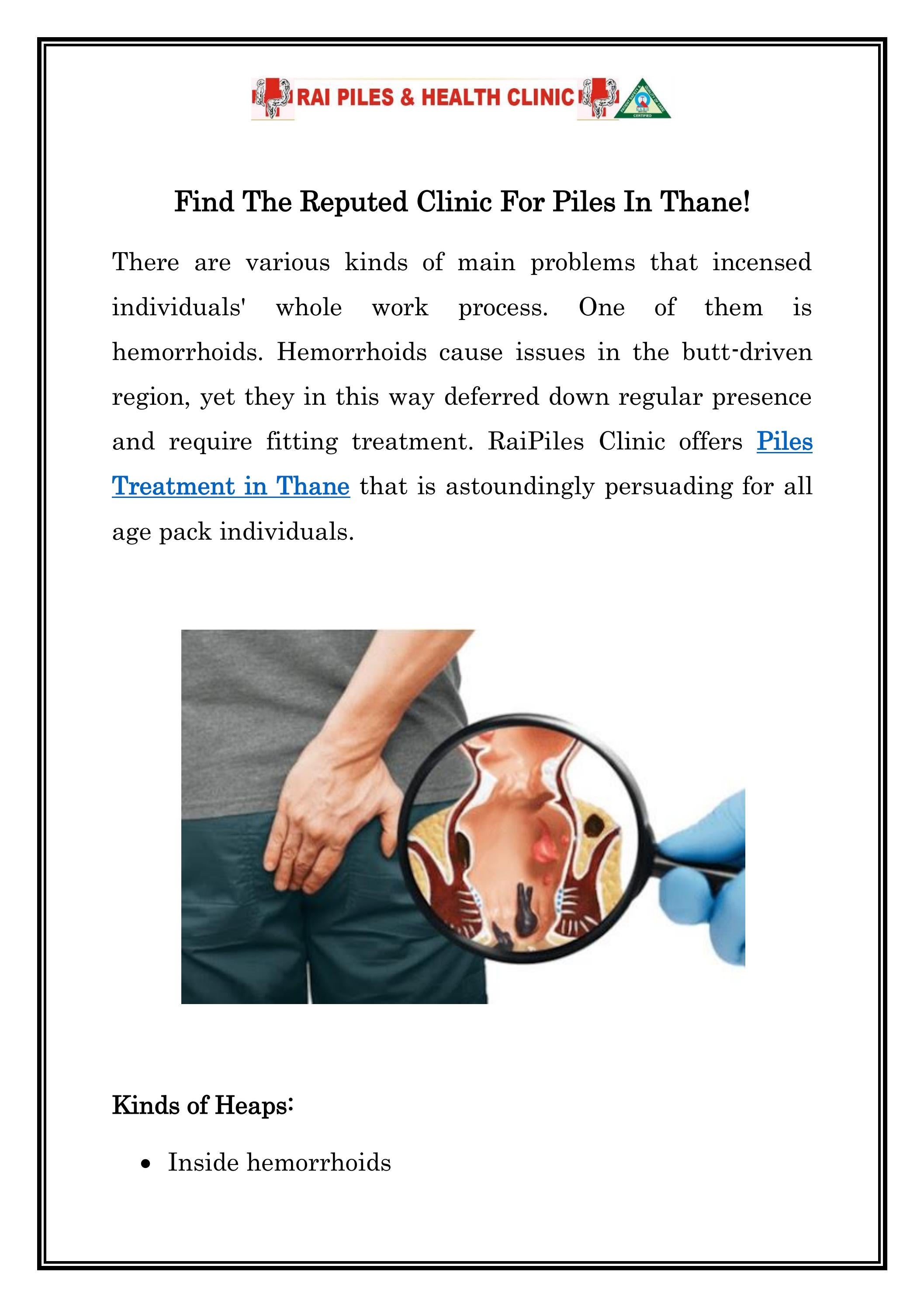 Piles Treatment in Thane Call 9820528728 Rai Piles & Health Clinic