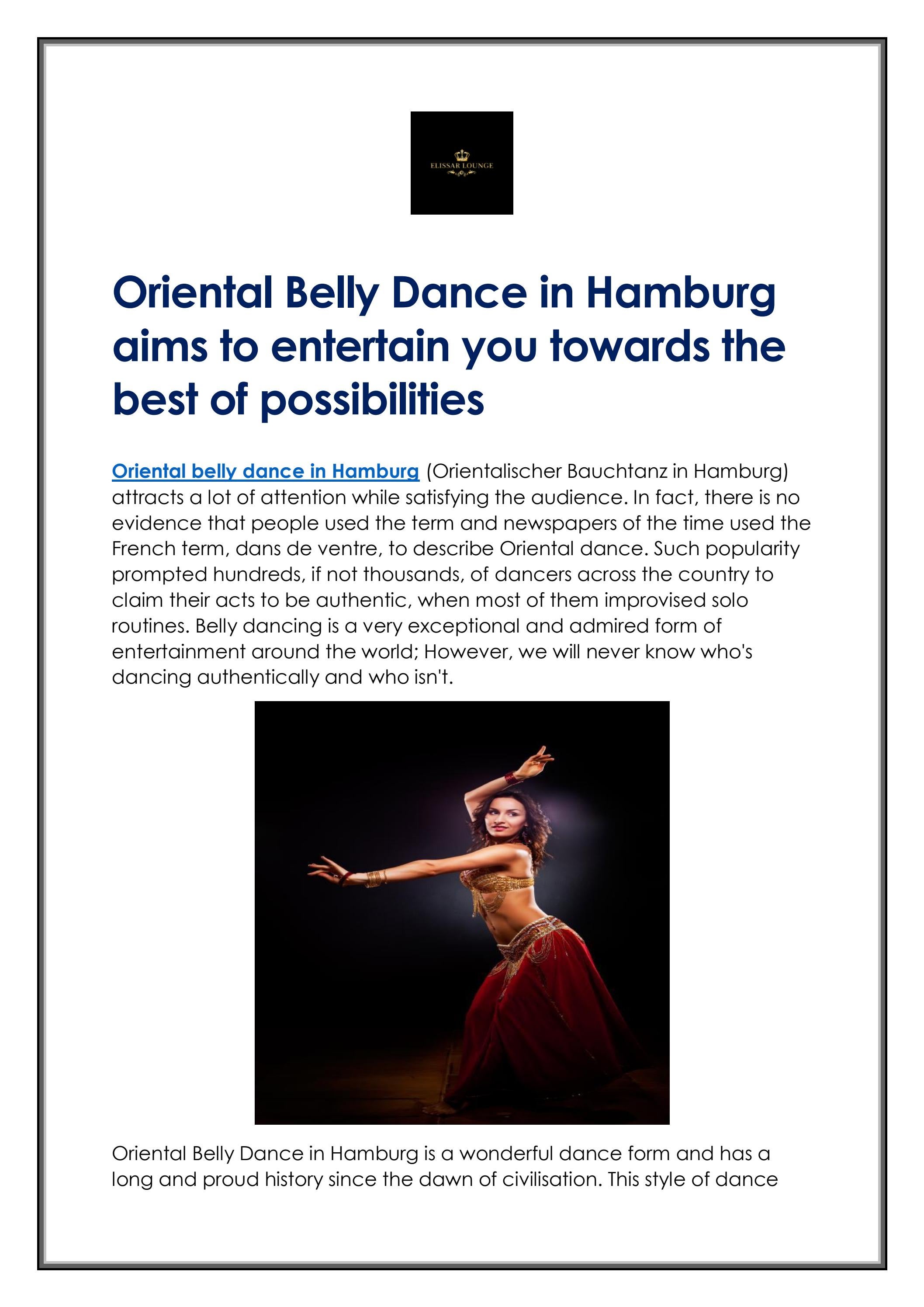 Oriental Belly Dance in Hamburg aims to entertain 