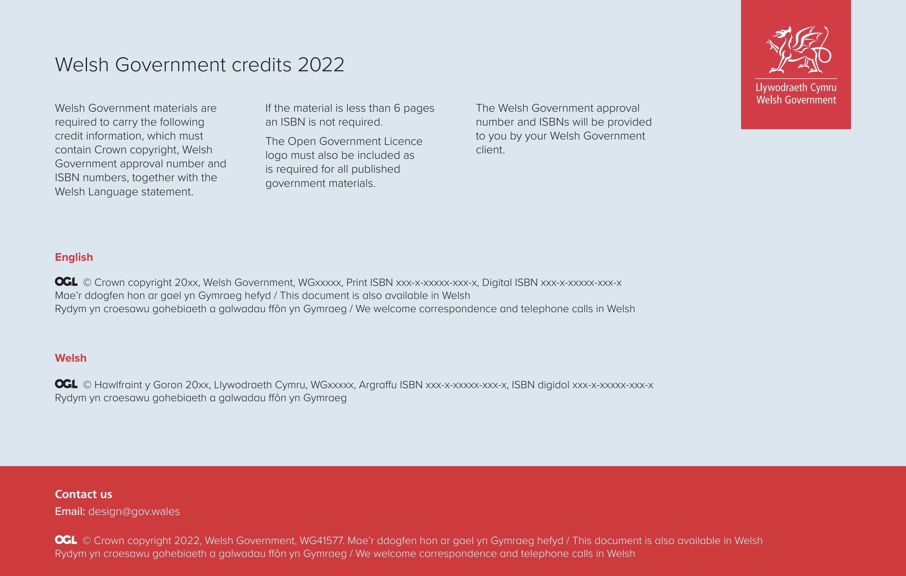 Welsh Government Credit Guidelines by Central Design Team Publications