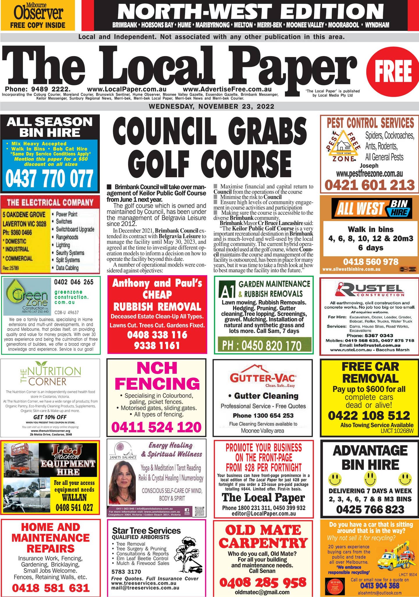 The Local Paper. North-West Edition. Wed., Nov. 23, 2022 by Ash Long ...