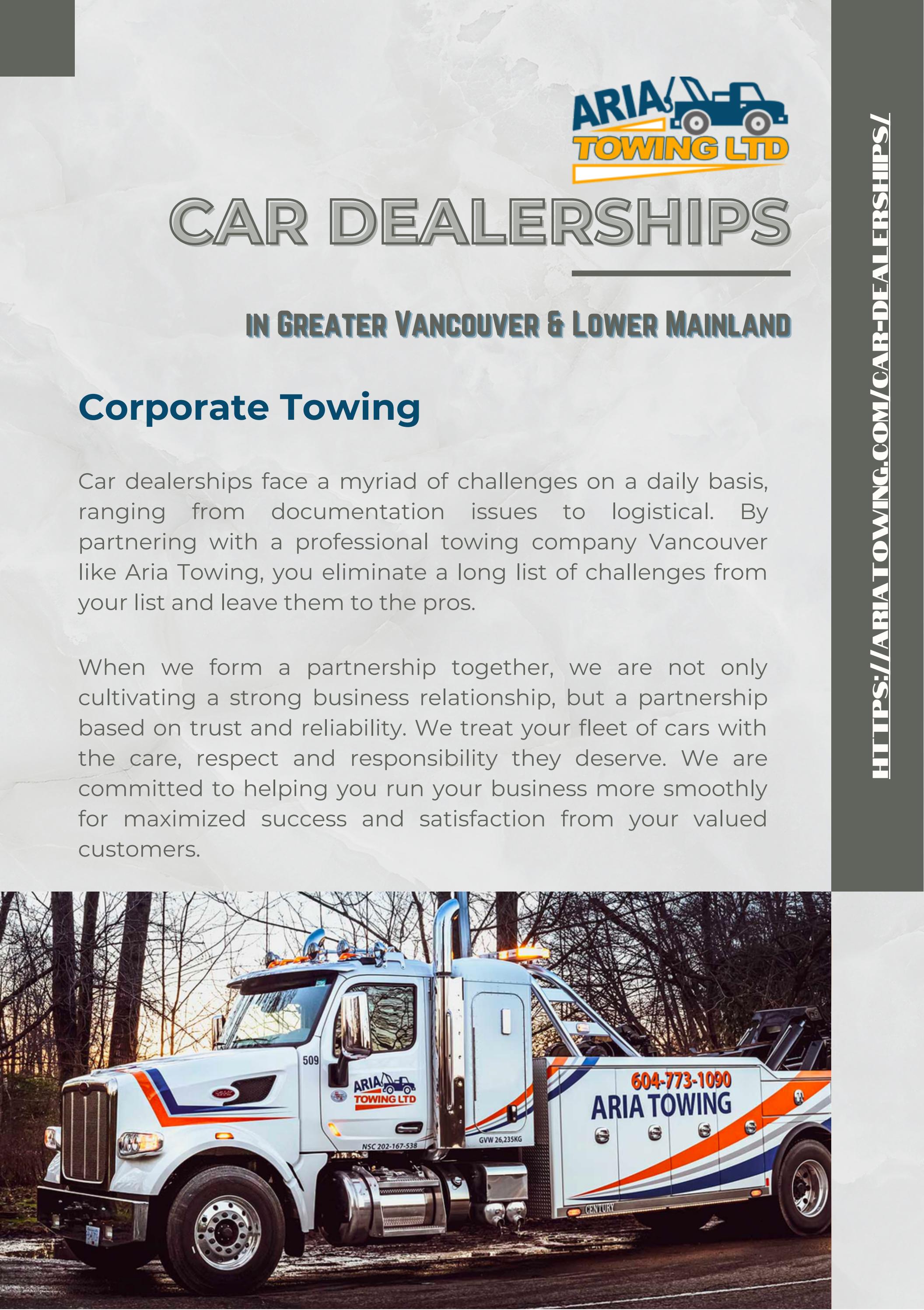 Car Dealerships in Greater Vancouver & Lower Mainland by Aria Towing