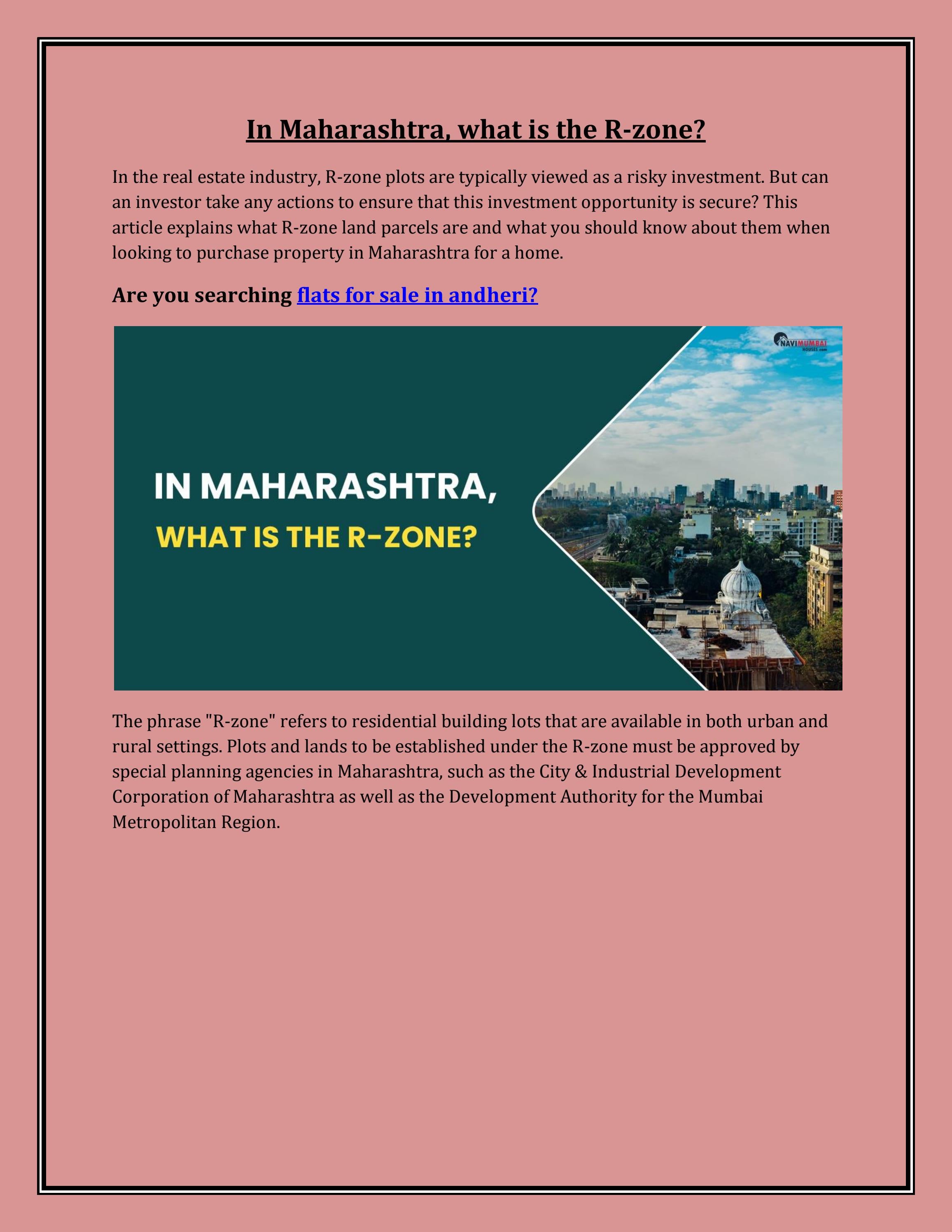 In Maharashtra What Is The R Zone By Yamuna Navimumbaihouses Issuu