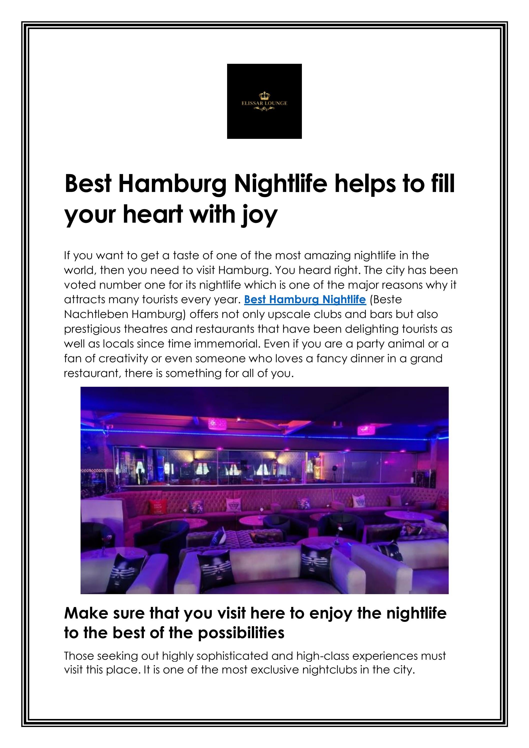 Best Hamburg Nightlife helps to fill your heart wi