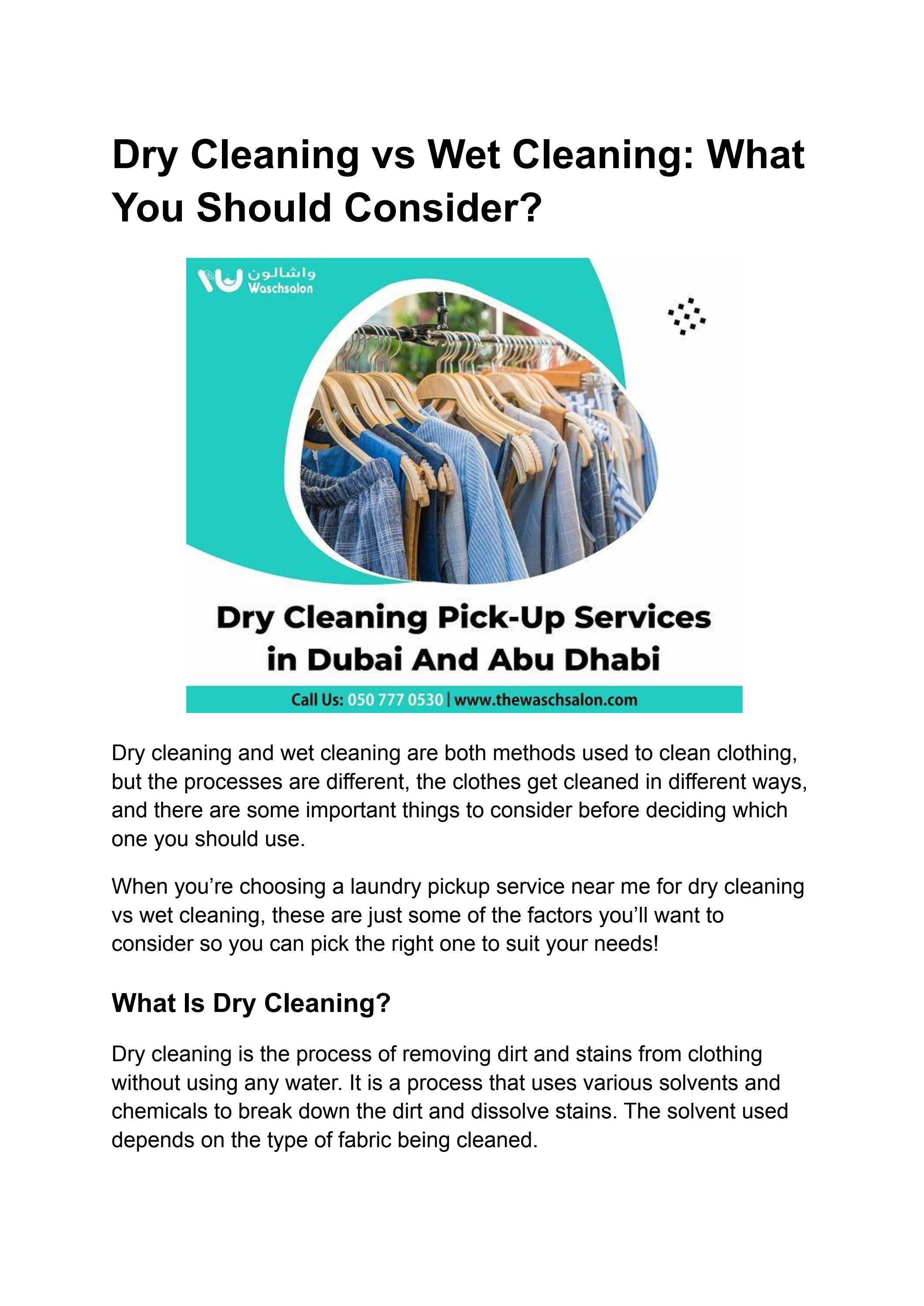 Dry Cleaning vs Wet Cleaning What You Should Consider? by waschsalon