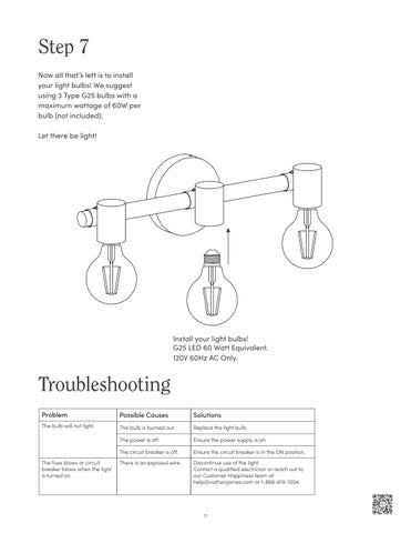 nathanjameshome 家具目录 · Henry 镜前灯 Instruction Sheet 第 11 页