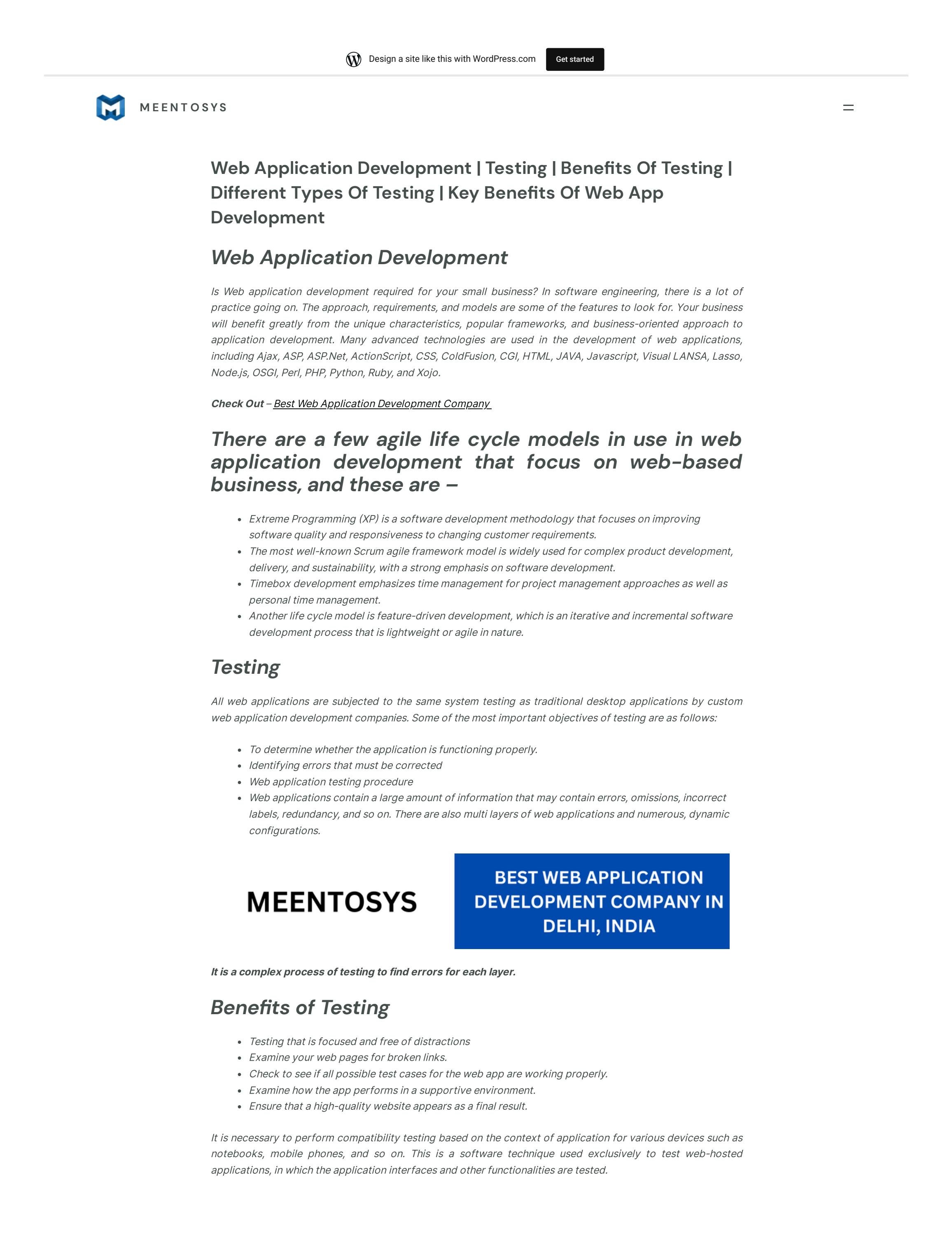 Web Application Development | Testing | Benefits Of Testing | Different ...