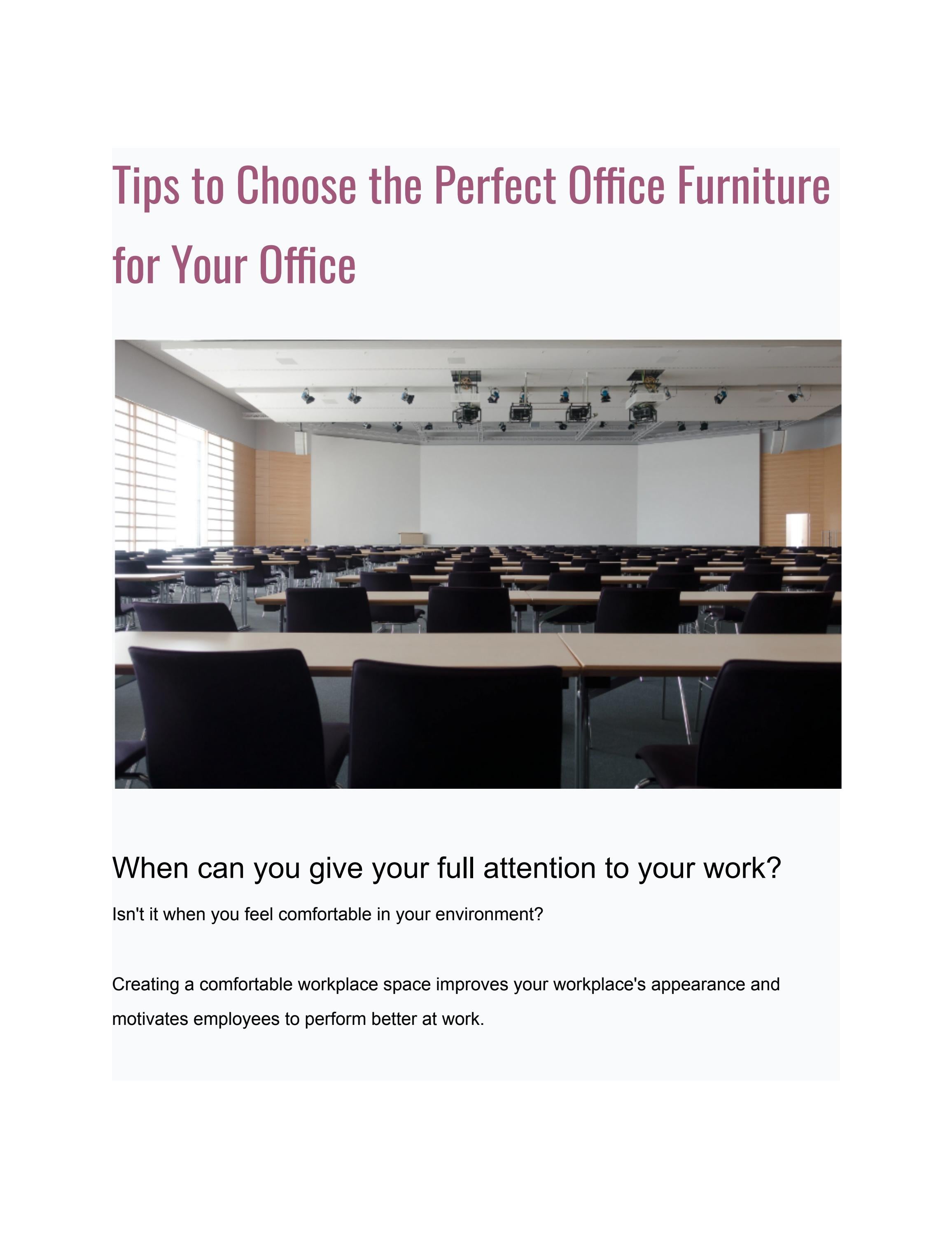 Tips to Choose the Perfect Office Furniture for Your Office by Xena ...