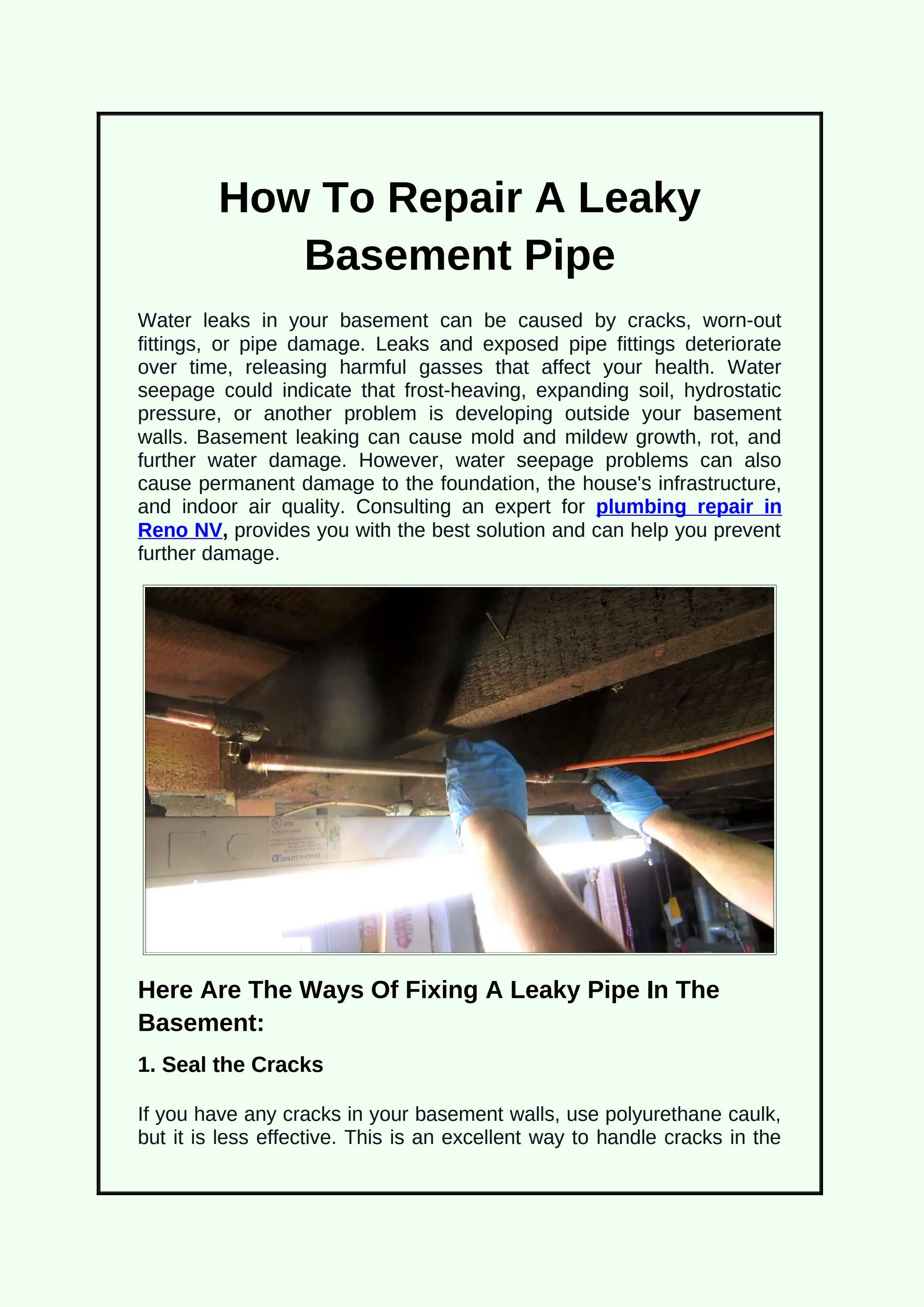 How To Repair A Leaky Basement Pipe by Easy Rooter Plumbing Issuu
