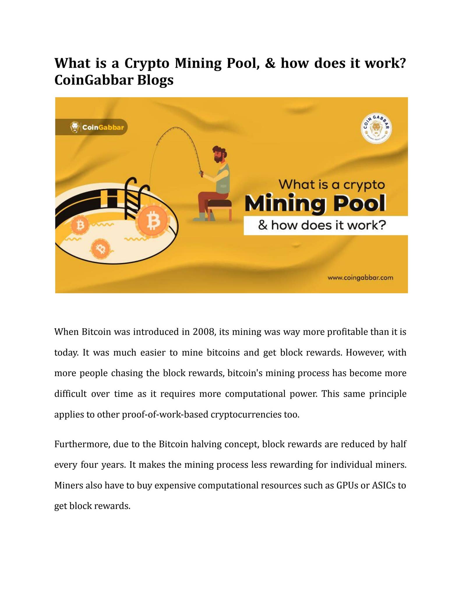 What is a Crypto Mining Pool & how does it work by coin gabbar - Issuu