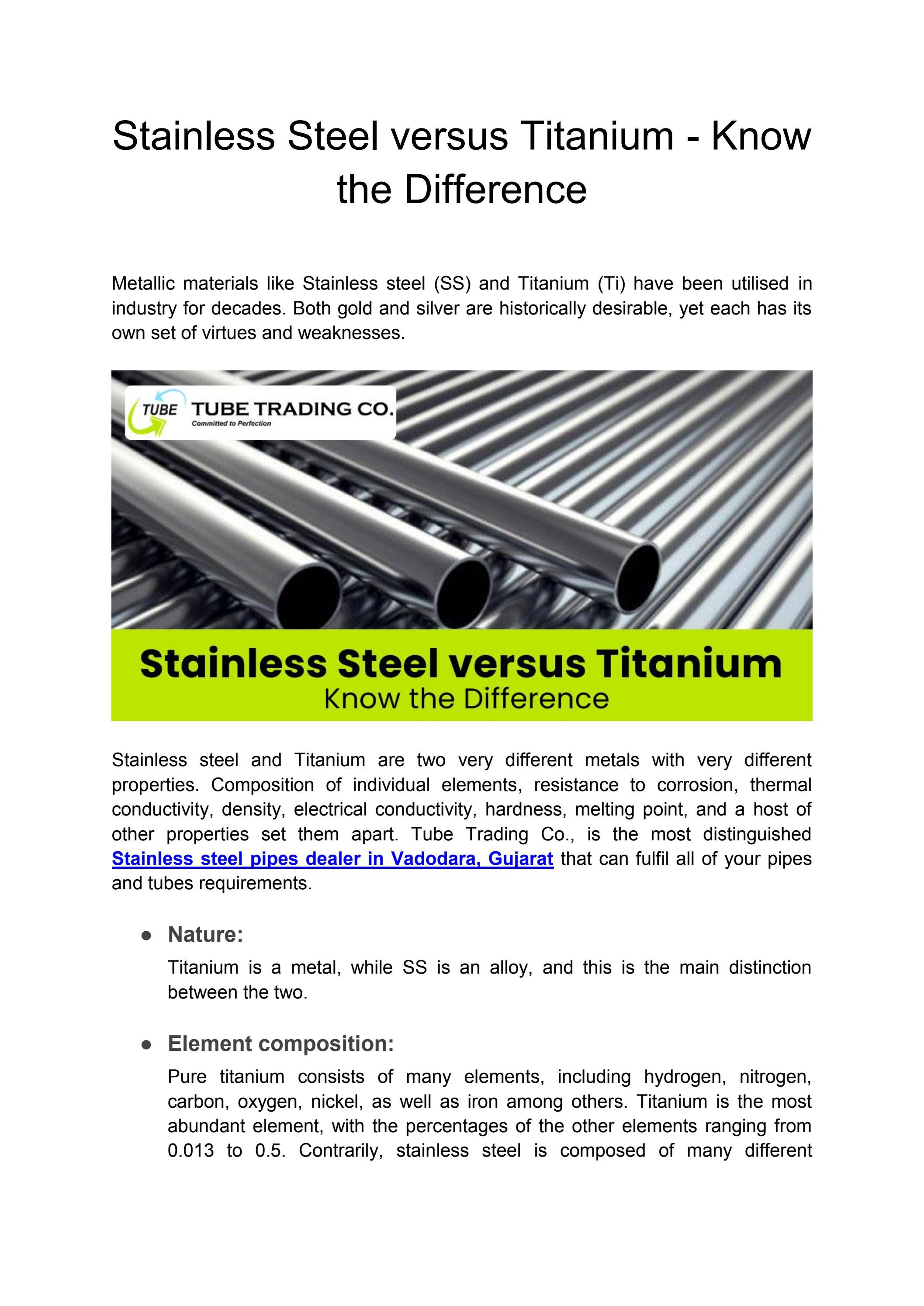 Stainless Steel versus Titanium Know the Difference by Tube30 Issuu