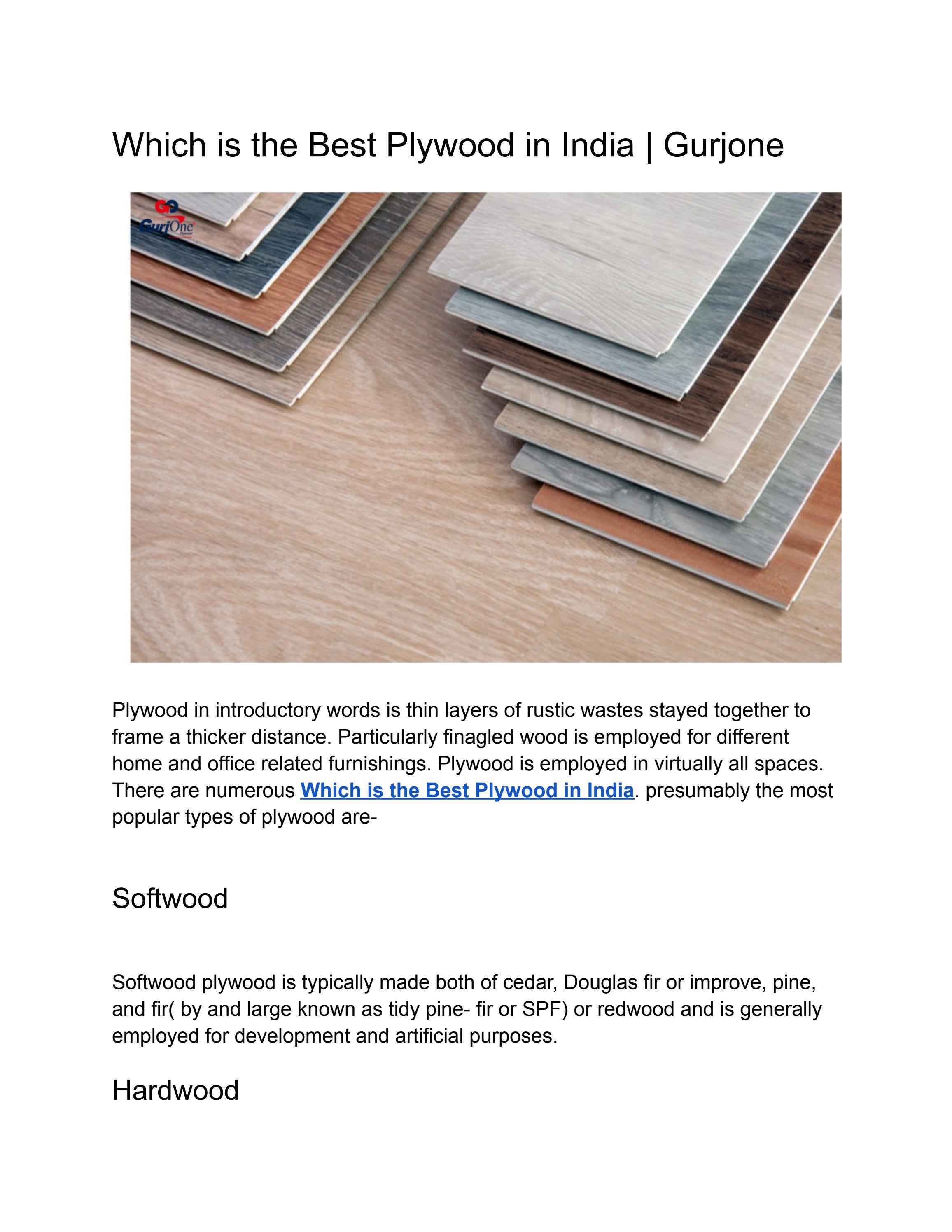 Which is the Best Plywood in India Gurjone by mongoosh Issuu