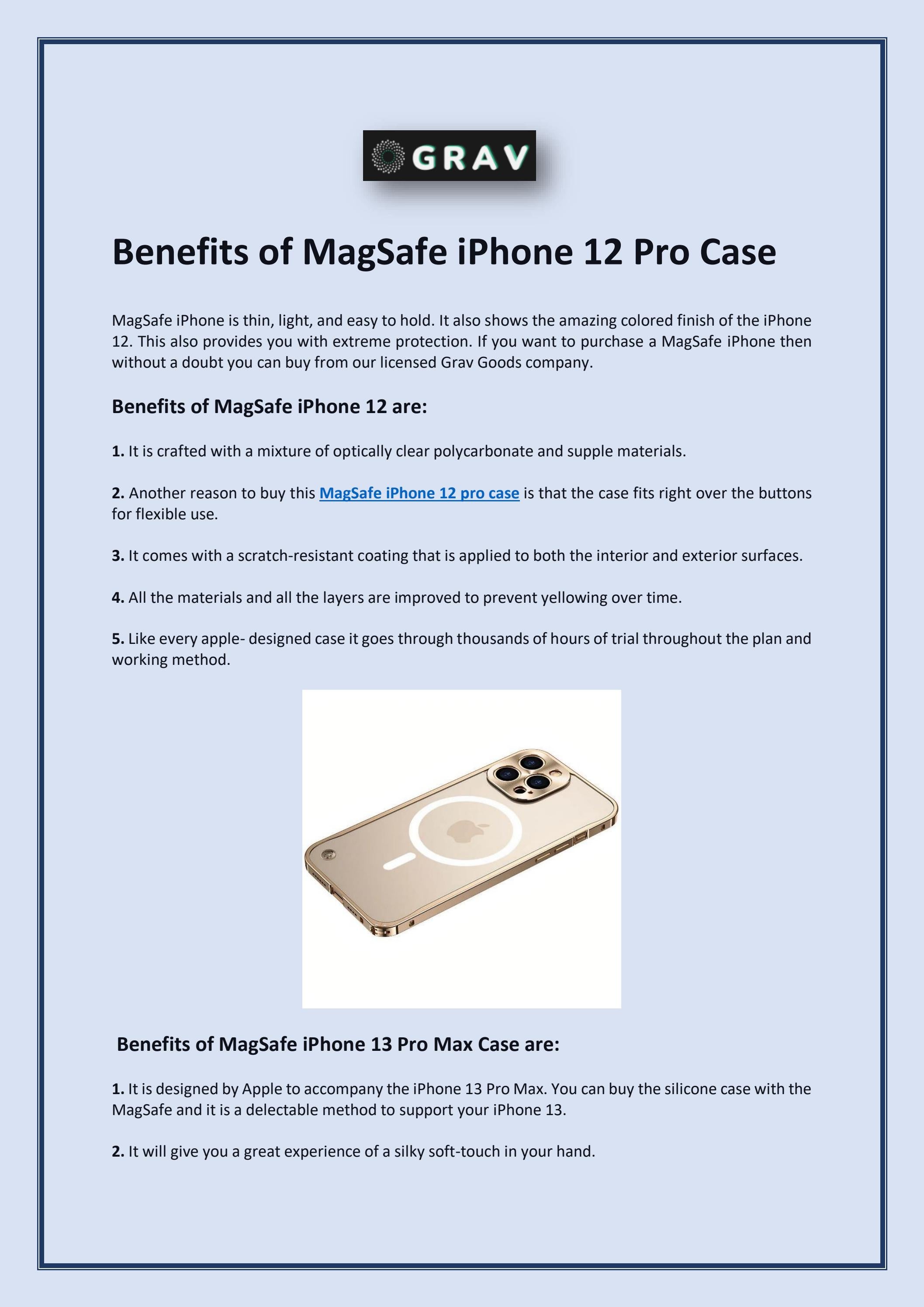 Benefits of MagSafe iPhone 12 Pro Case by Grav Goods Issuu